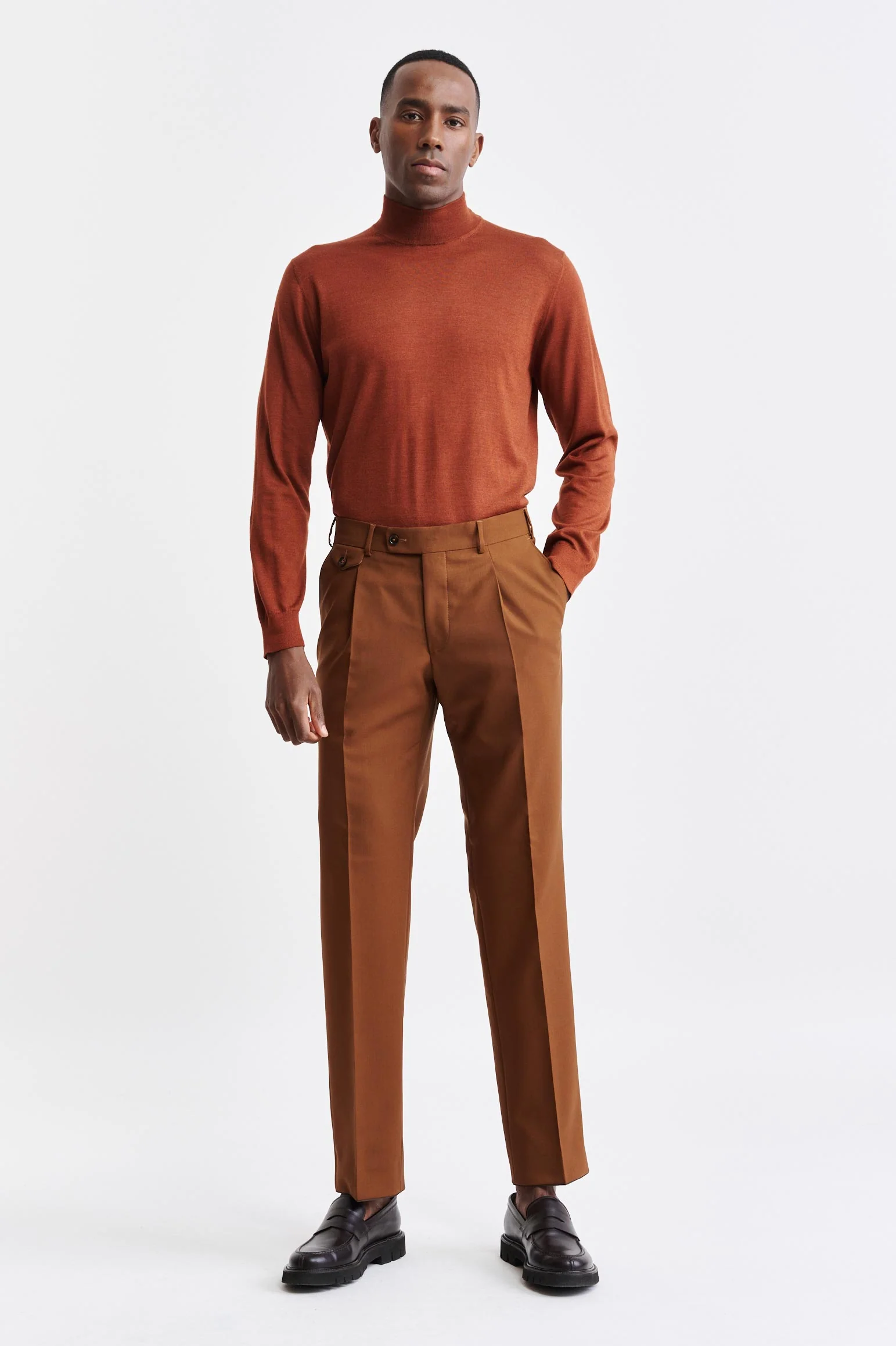 Intense Rust Cashmere & Silk High Crewneck Ramsey Knitwear - Image 2