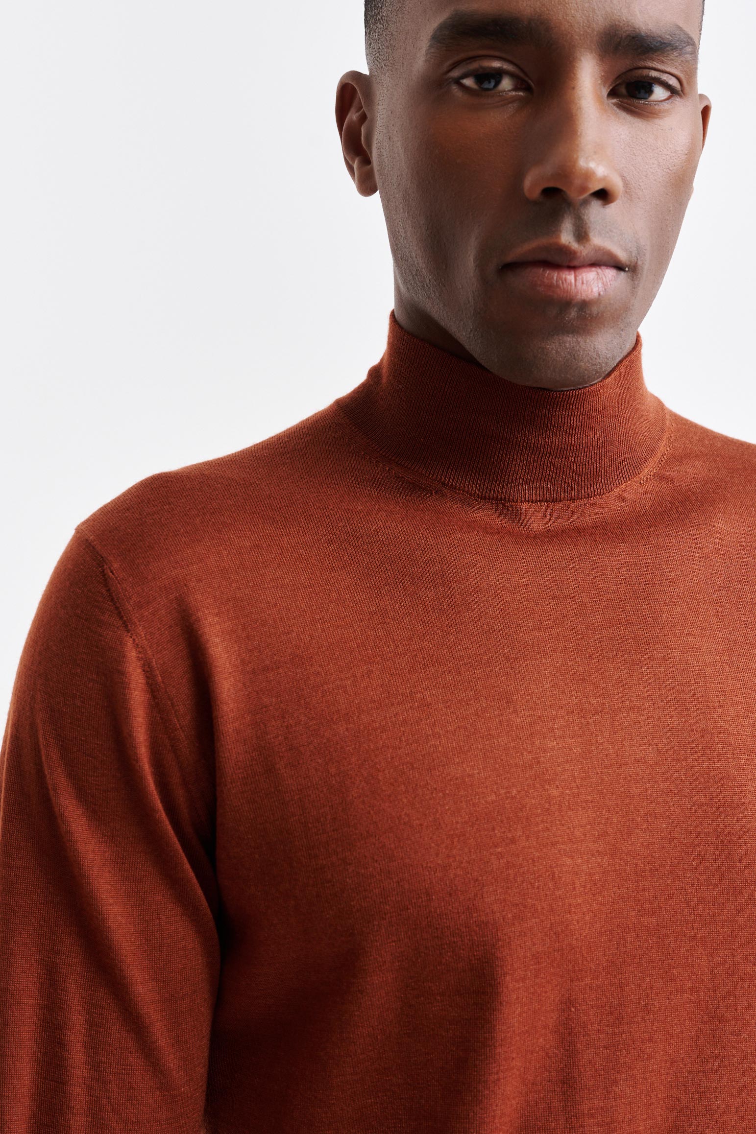 Intense Rust Cashmere & Silk High Crewneck Ramsey Knitwear - Image 3