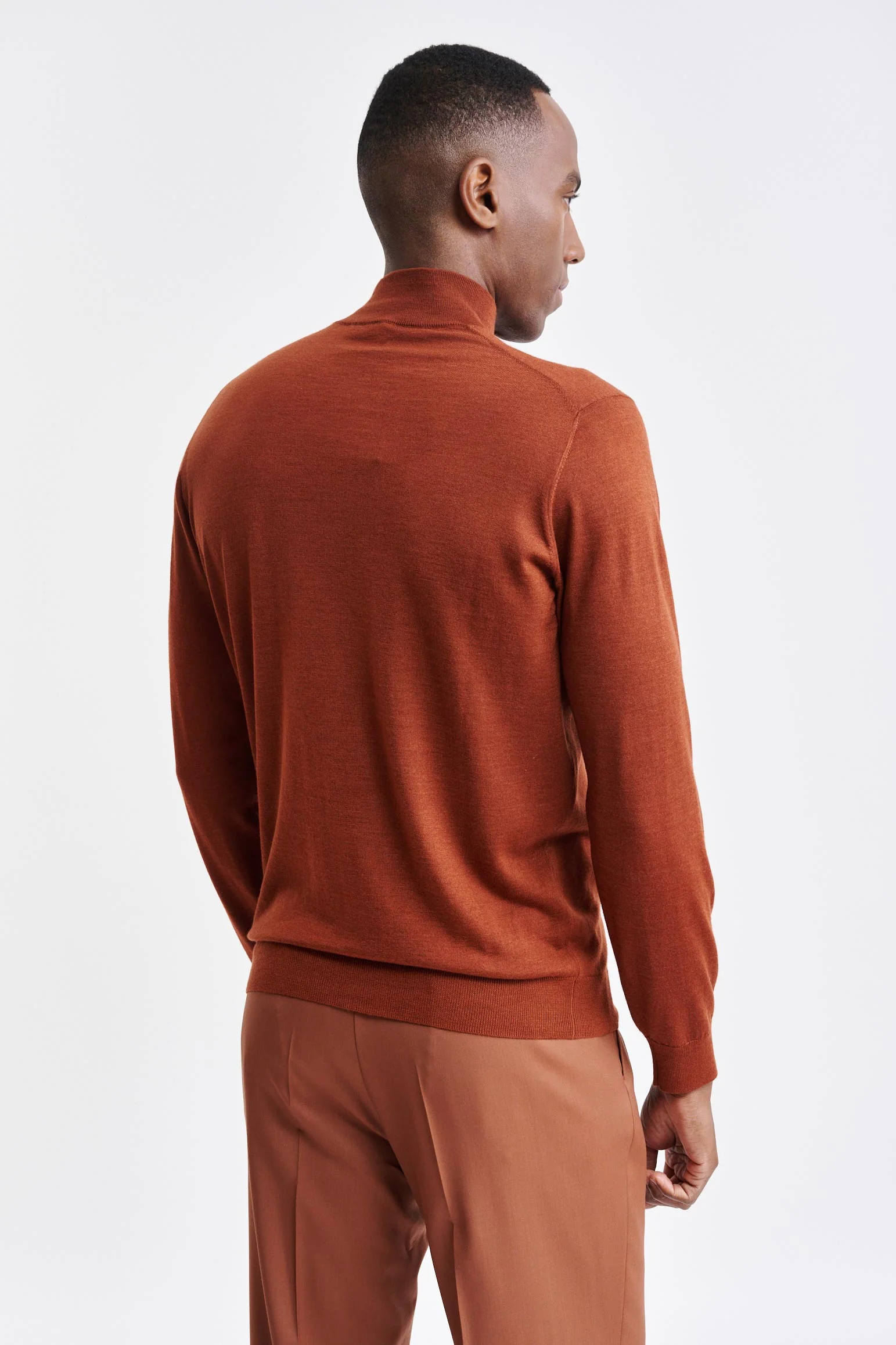 Intense Rust Cashmere & Silk High Crewneck Ramsey Knitwear - Image 4