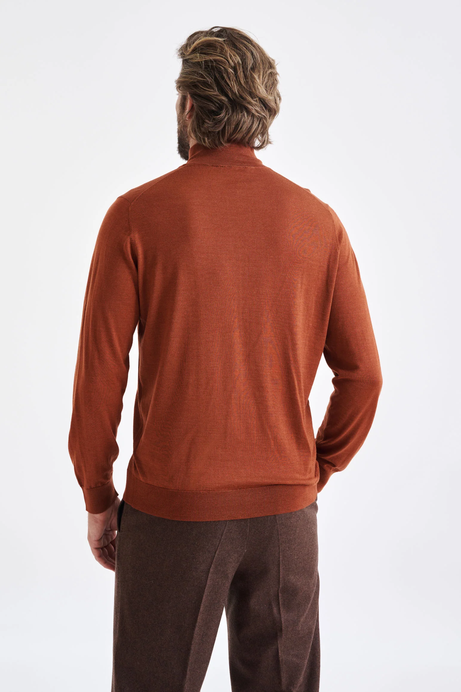 Intense Rust Cashmere & Silk Repton Fullzip Sweater - Image 3
