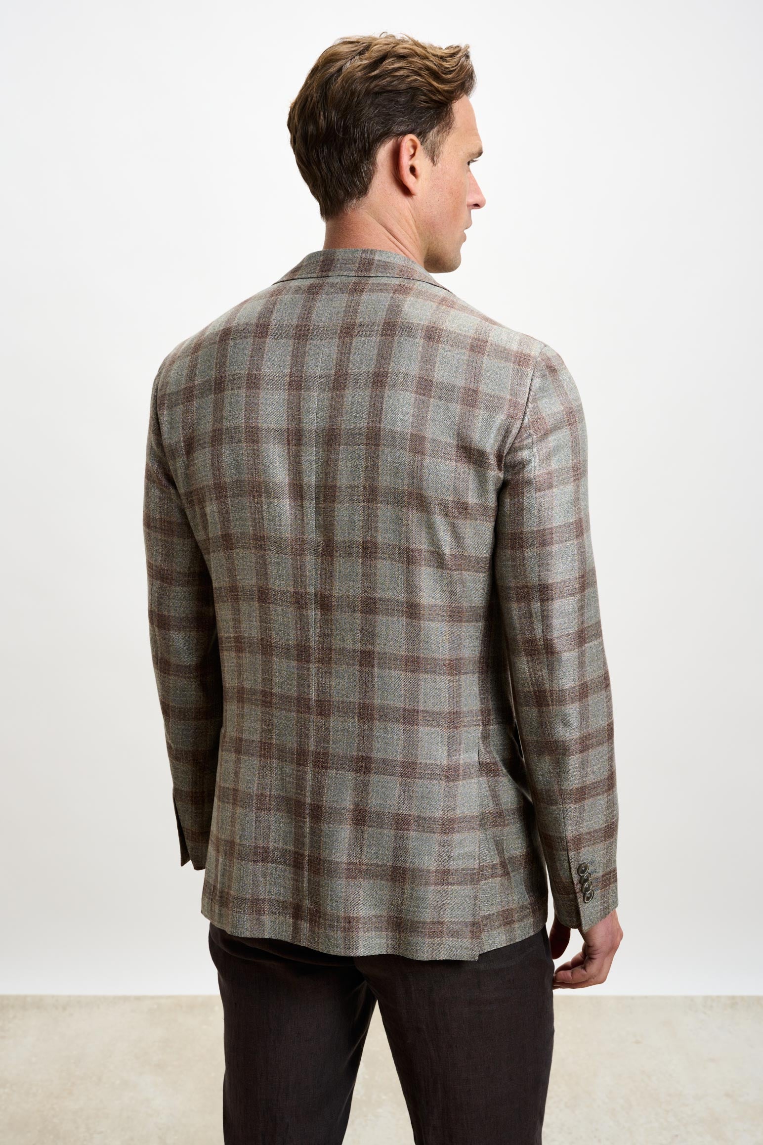 Base Grey & Brown Check Kenton Jacket Taormina - Image 6