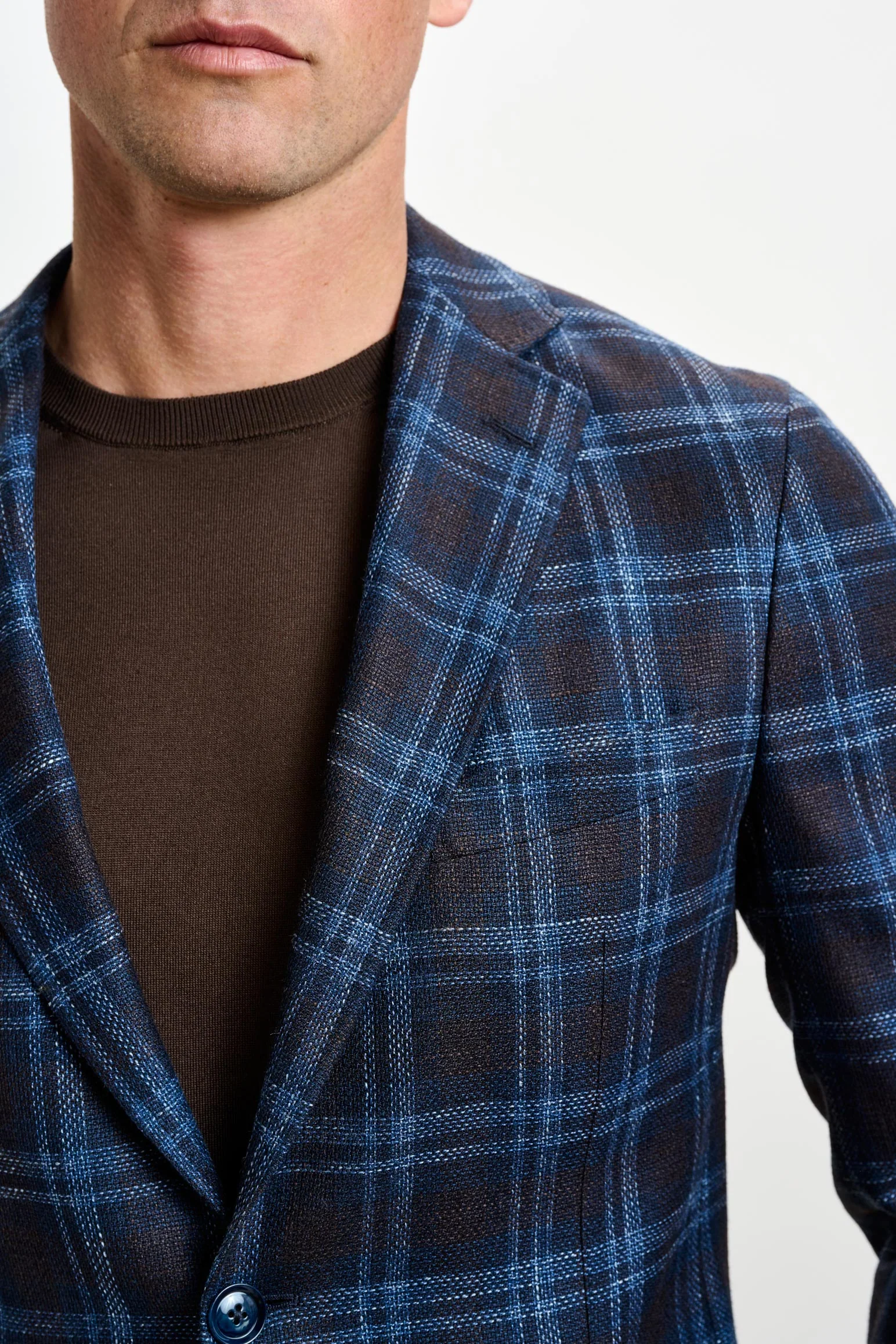 Dark Brown & Blue Check Kenton Jacket Taormina - Image 4