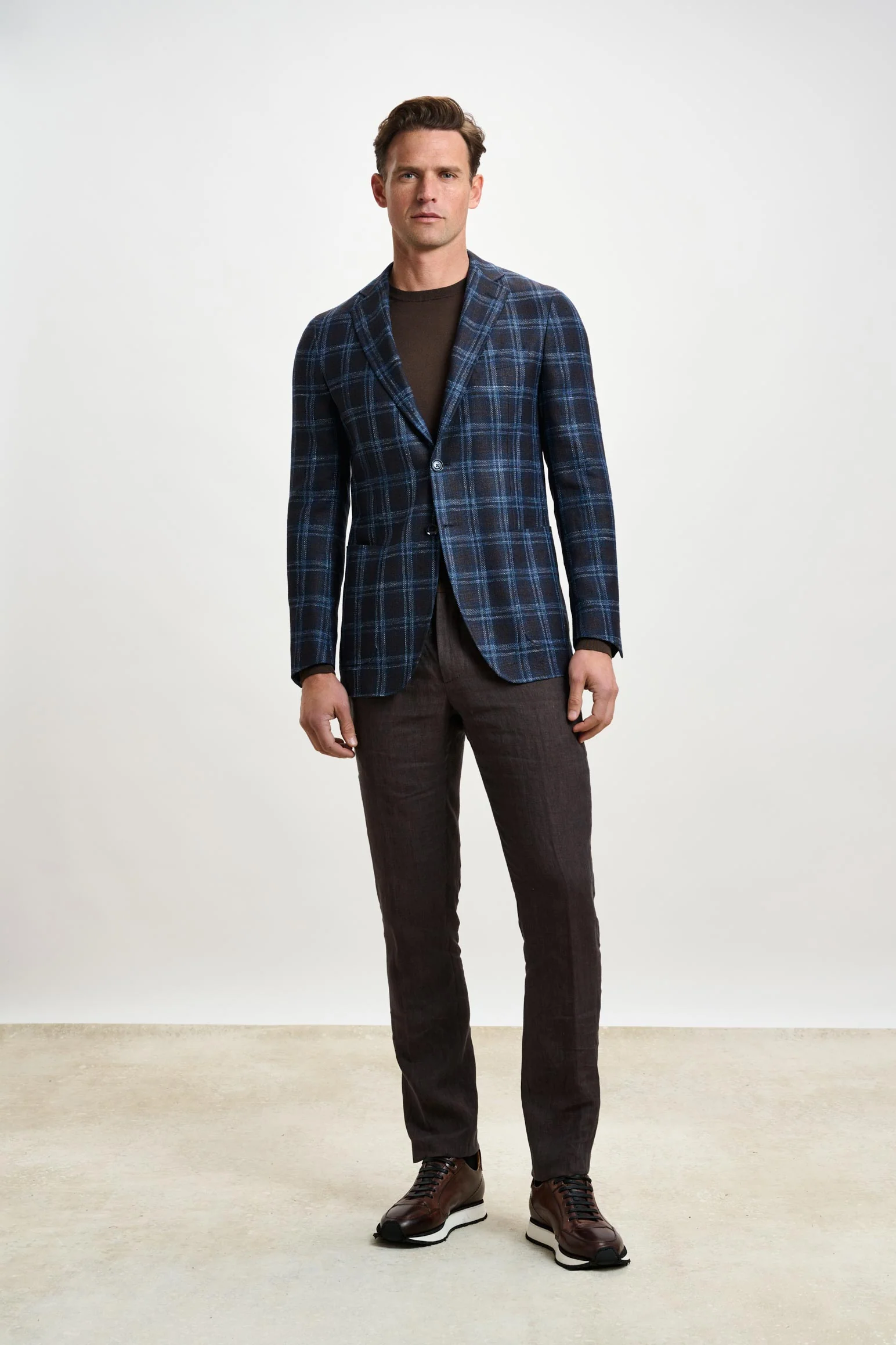 Dark Brown & Blue Check Kenton Jacket Taormina - Image 5