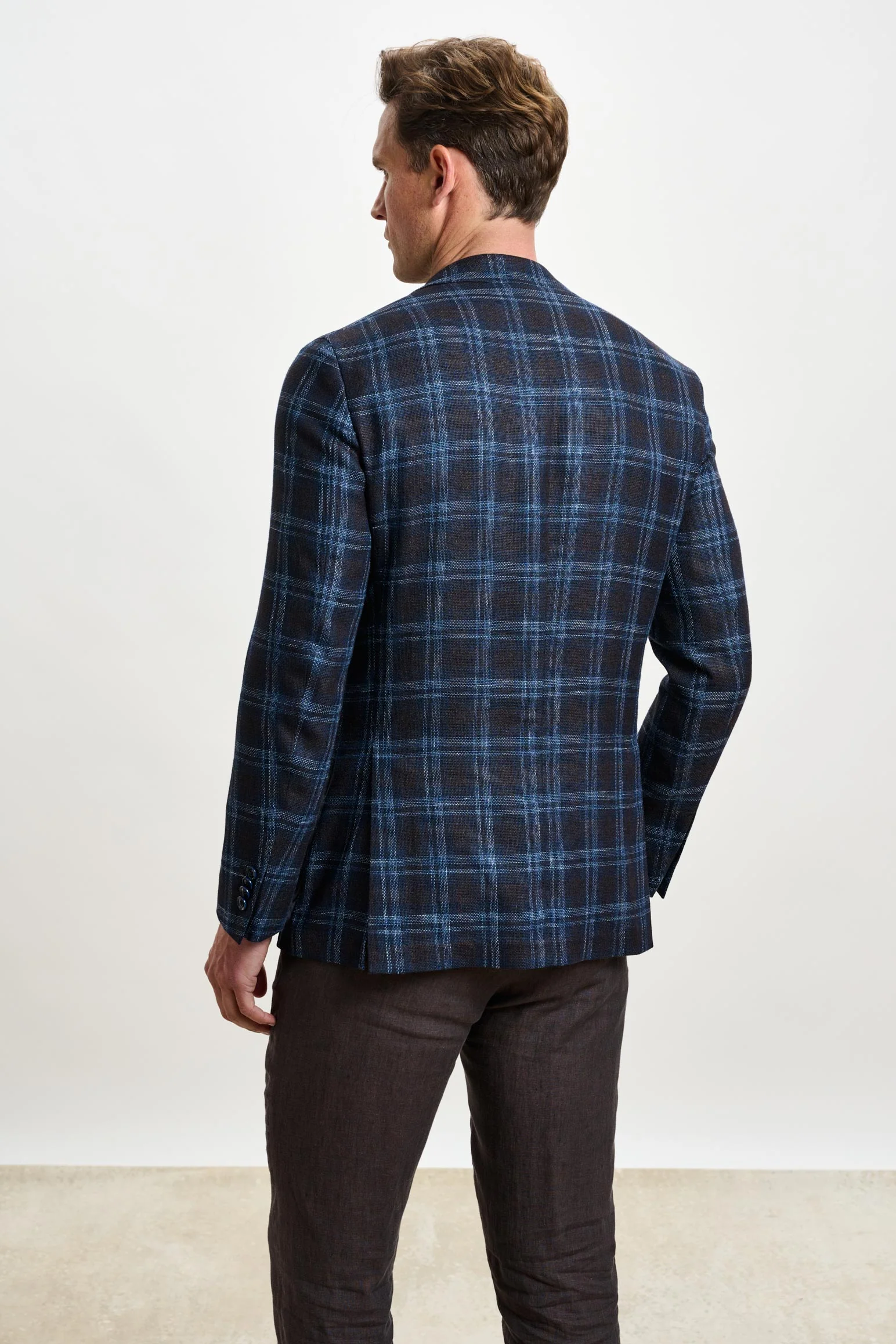 Dark Brown & Blue Check Kenton Jacket Taormina - Image 7