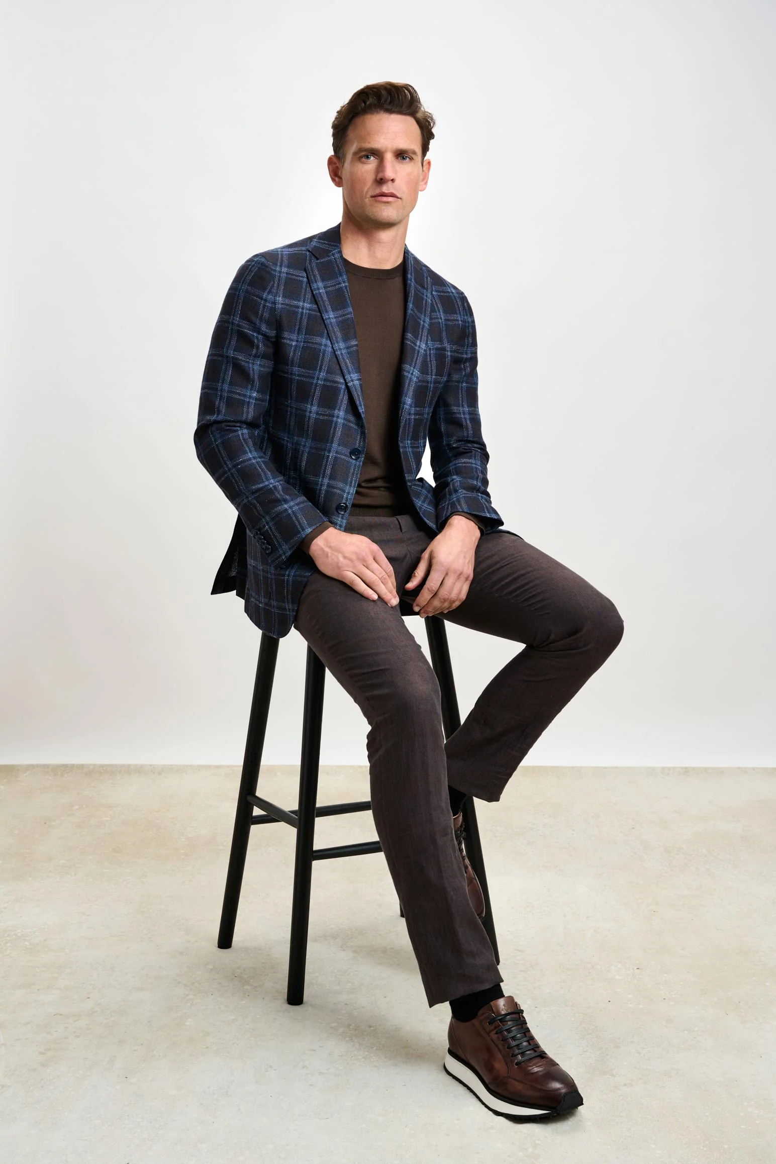 Dark Brown & Blue Check Kenton Jacket Taormina - Image 8