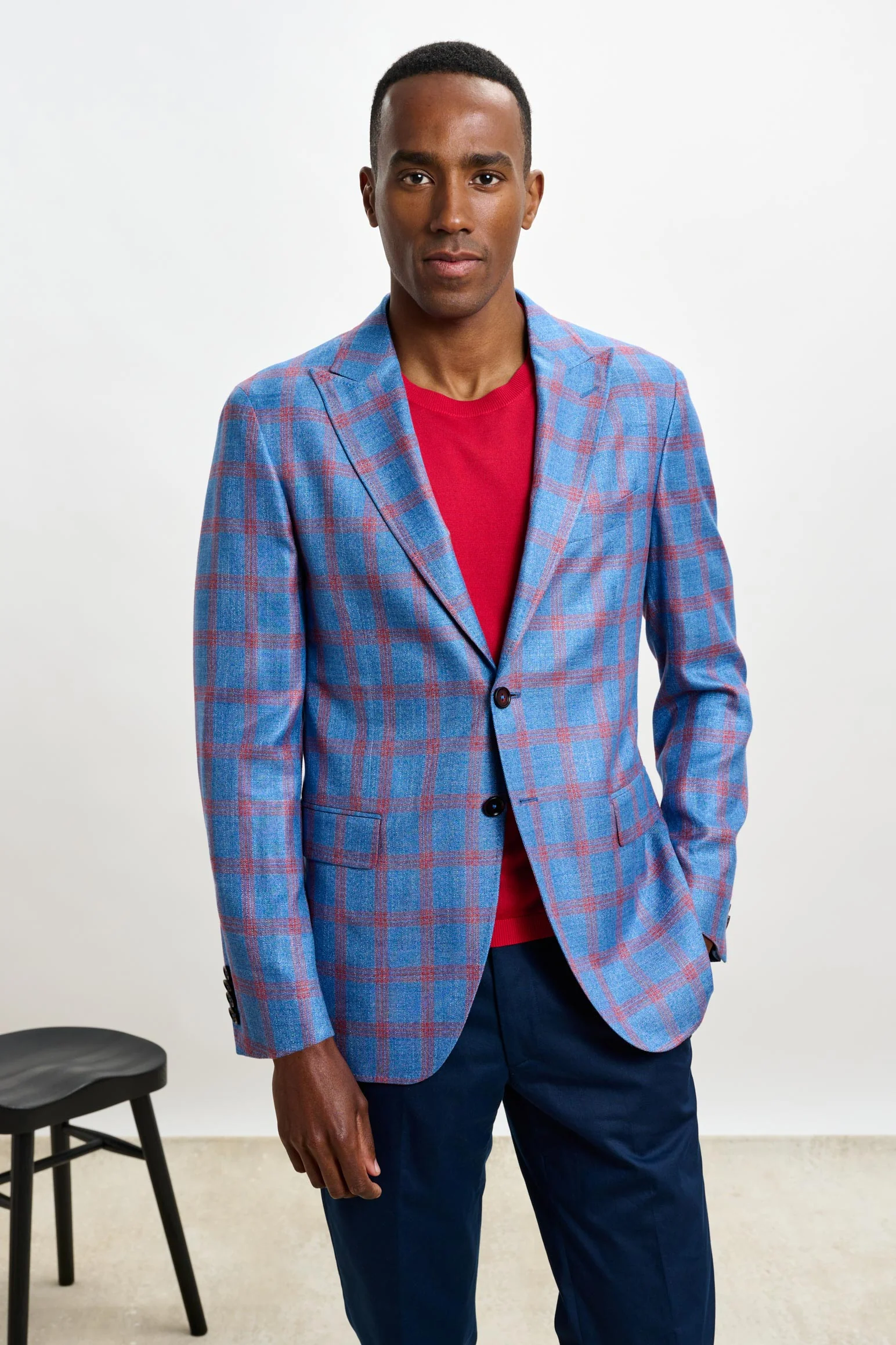 Light Blue & Red Check Kenton Jacket Taormina - Image 6