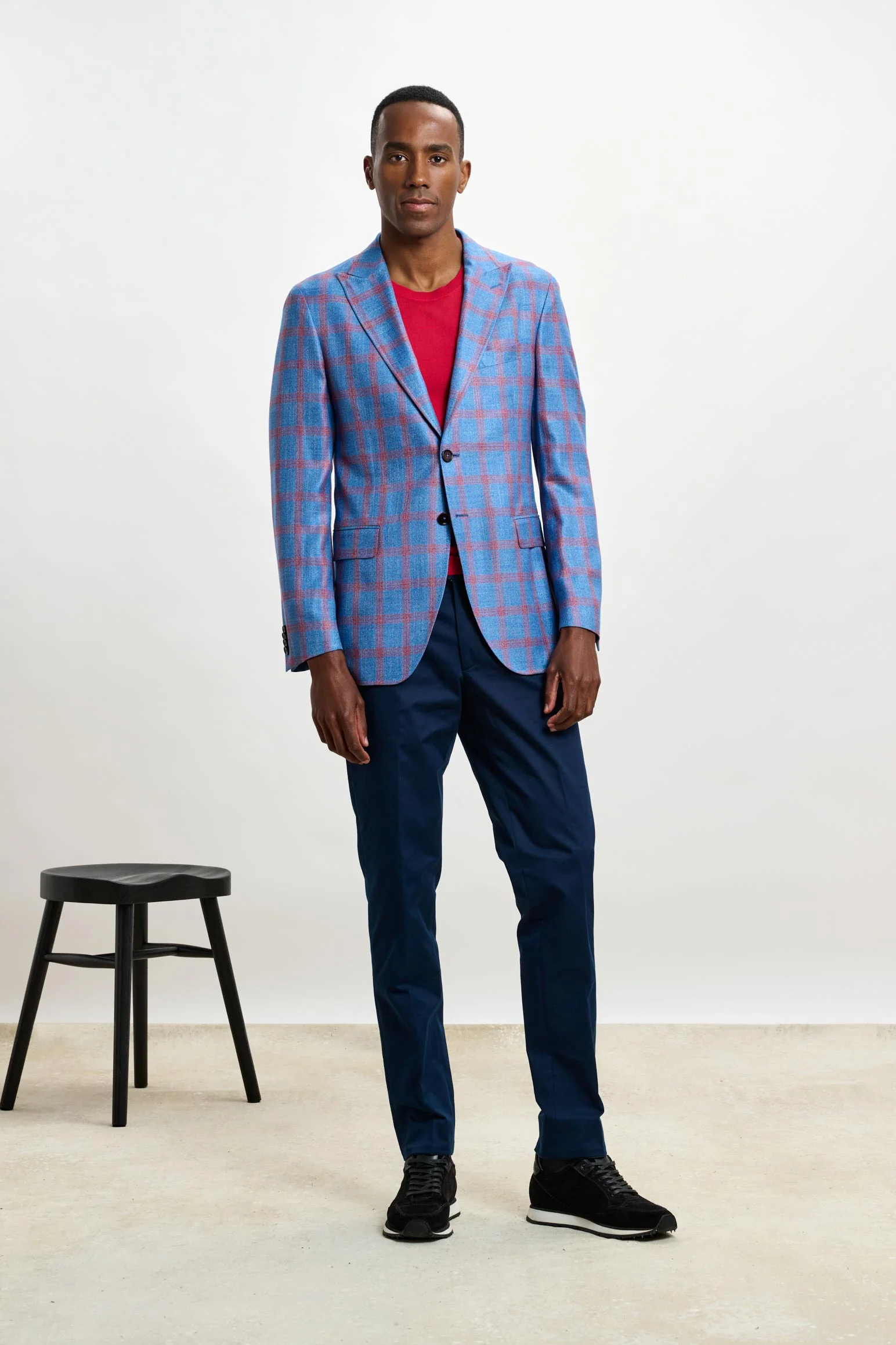 Light Blue & Red Check Kenton Jacket Taormina - Image 8