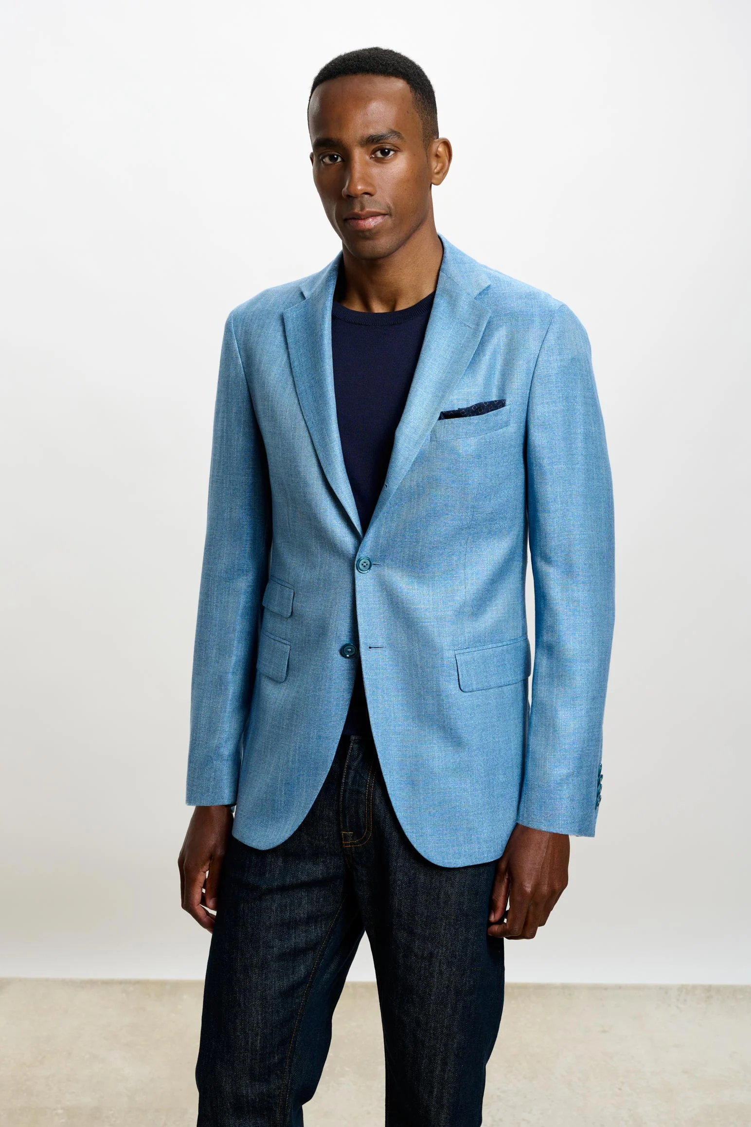 Plain Light Blue Kenton Jacket Taormina