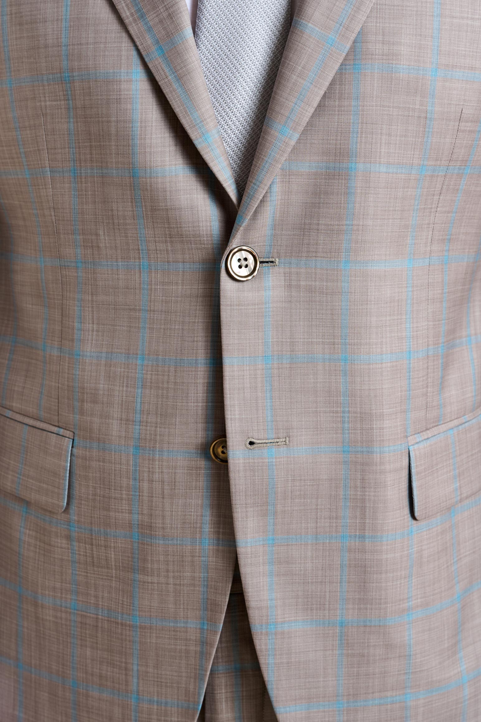 Beige Turquoise Check Kenton Suit Sleek - Image 3
