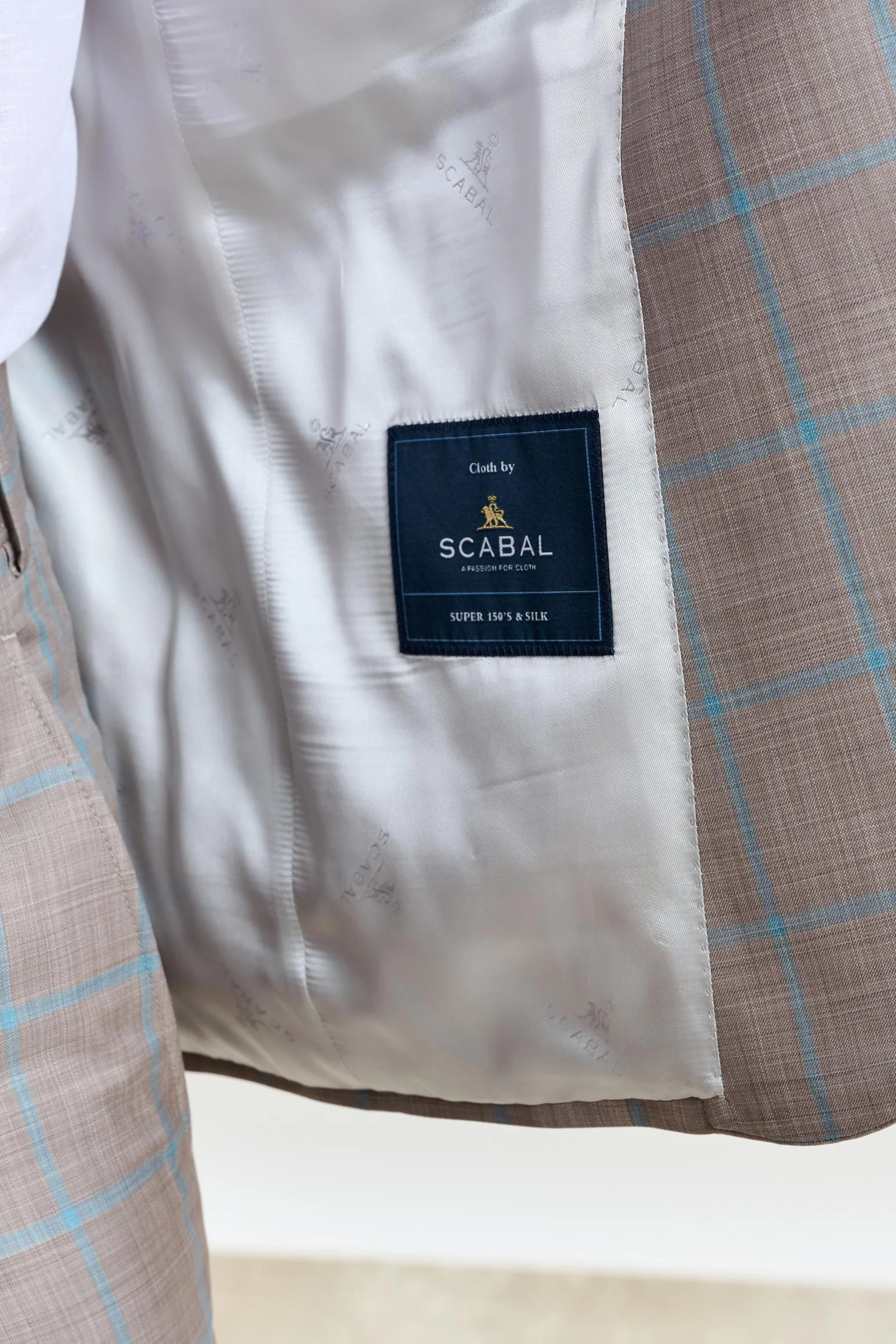 Beige Turquoise Check Kenton Suit Sleek - Image 4