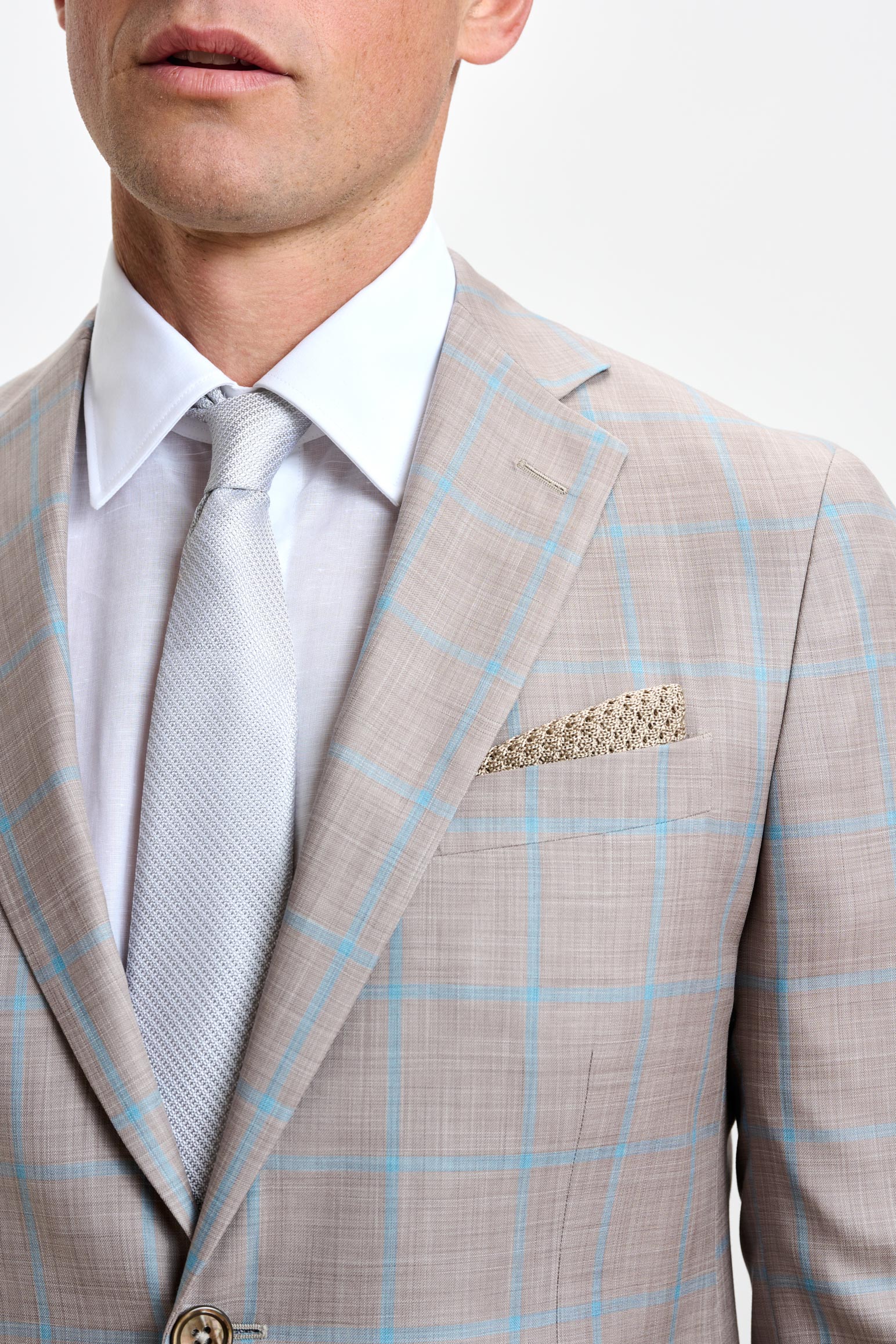Beige Turquoise Check Kenton Suit Sleek - Image 6
