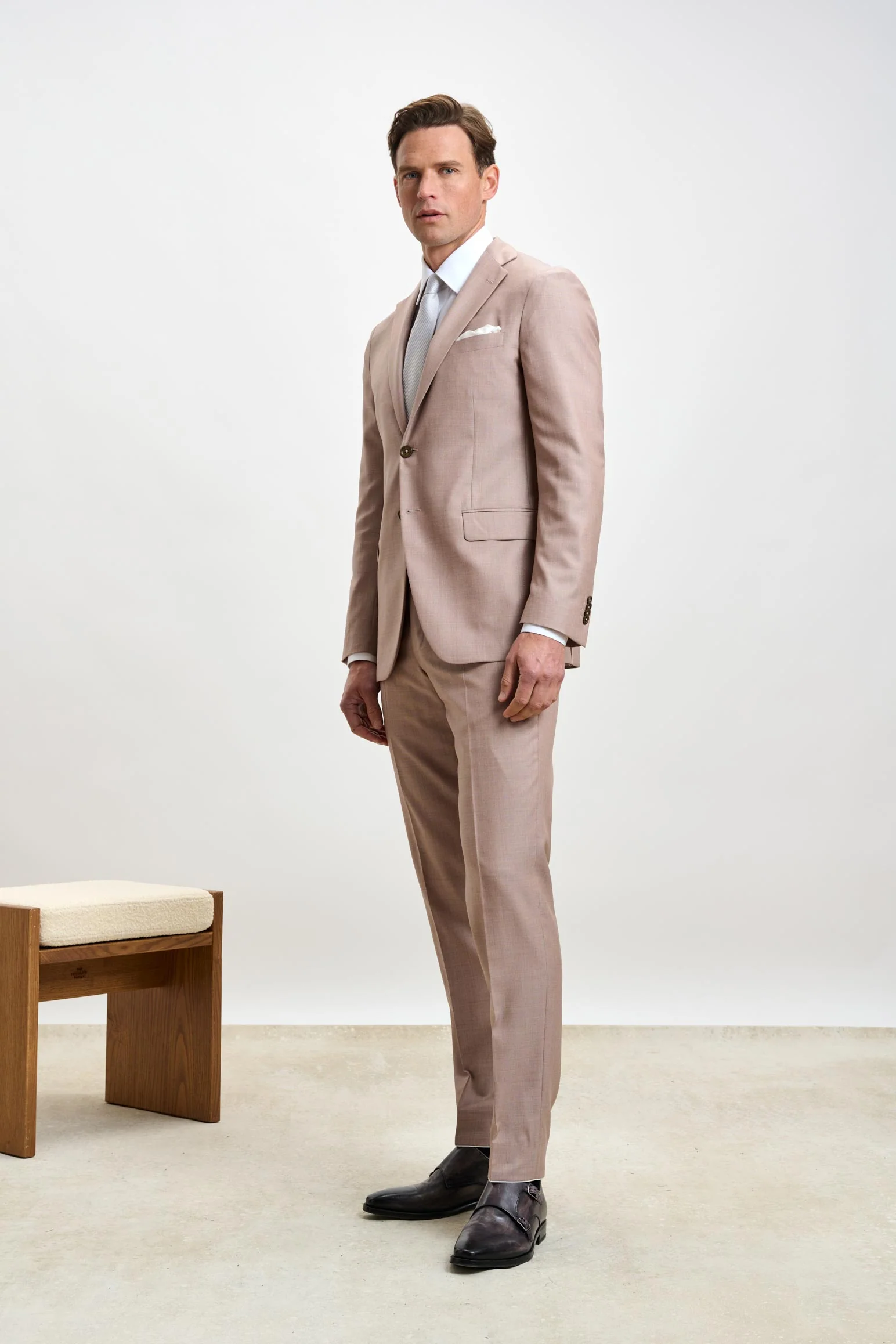 Plain Beige Kenton Suit Sleek - Image 5