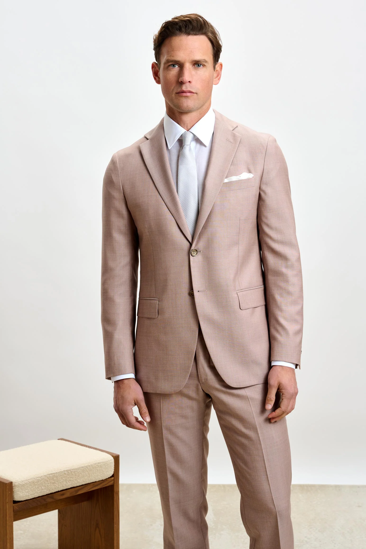 Plain Beige Kenton Suit Sleek - Image 6