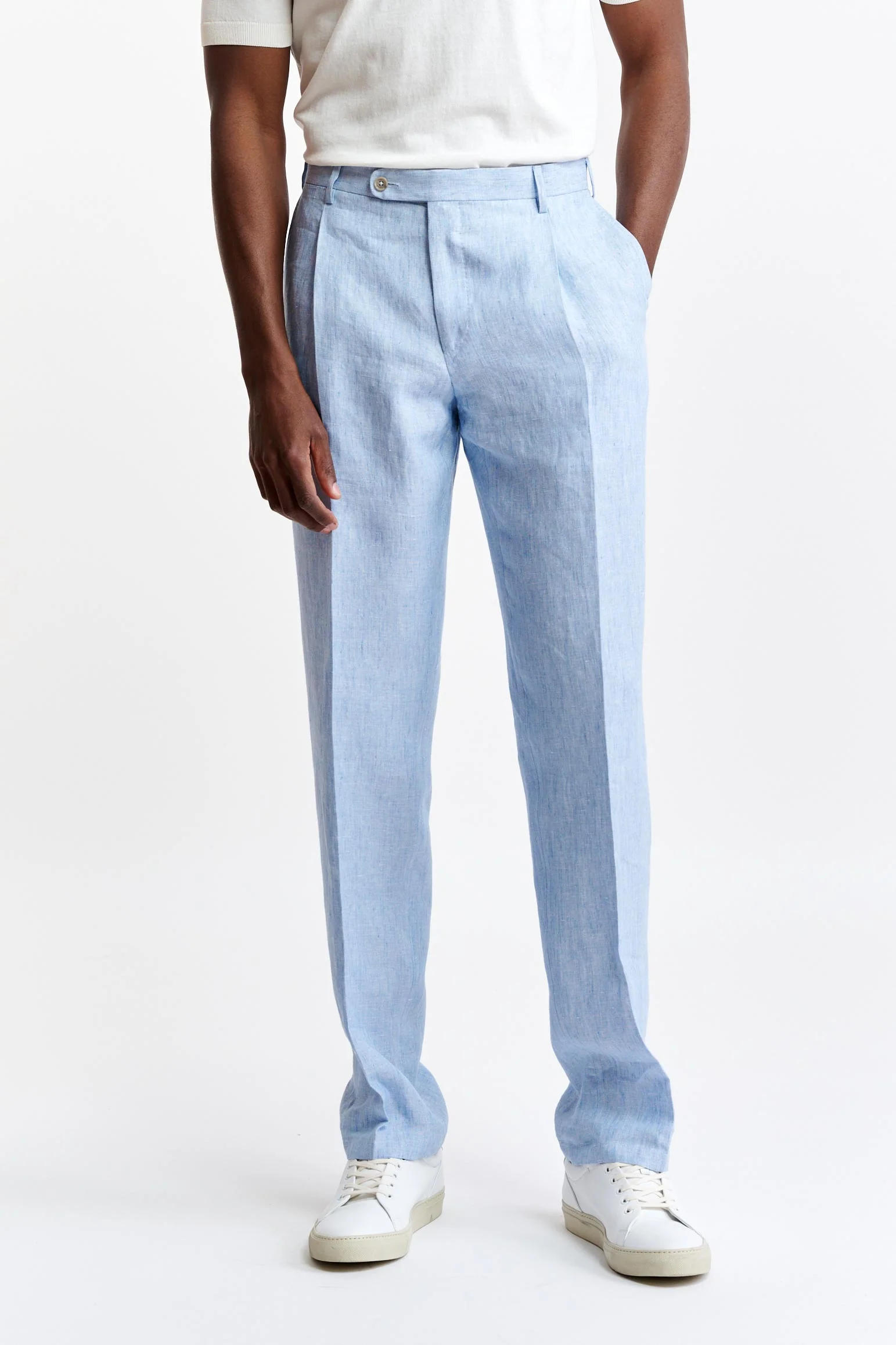 Light Blue 100% Linen Xander Trousers Pure Linen