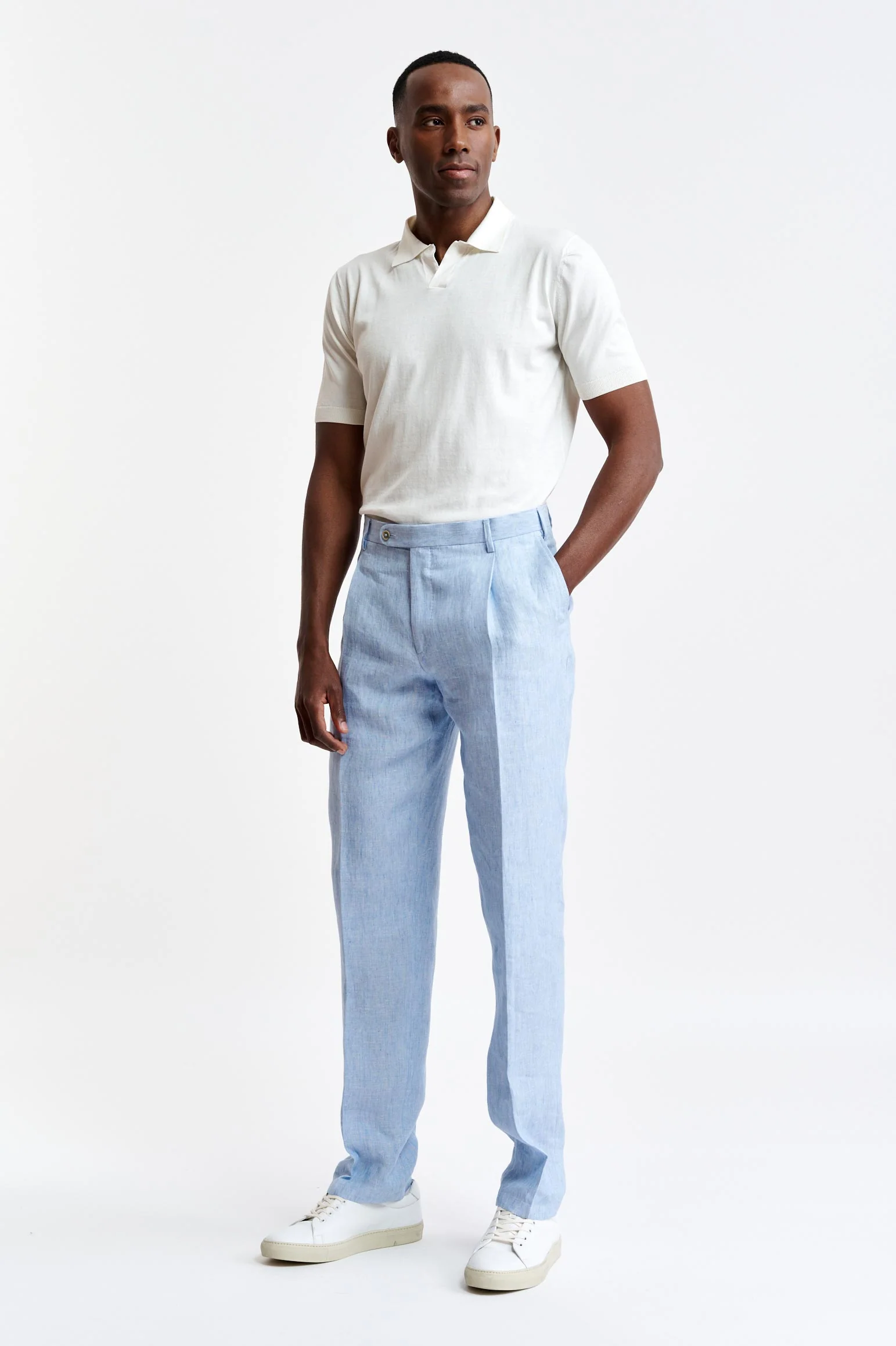 Light Blue 100% Linen Xander Trousers Pure Linen - Image 2