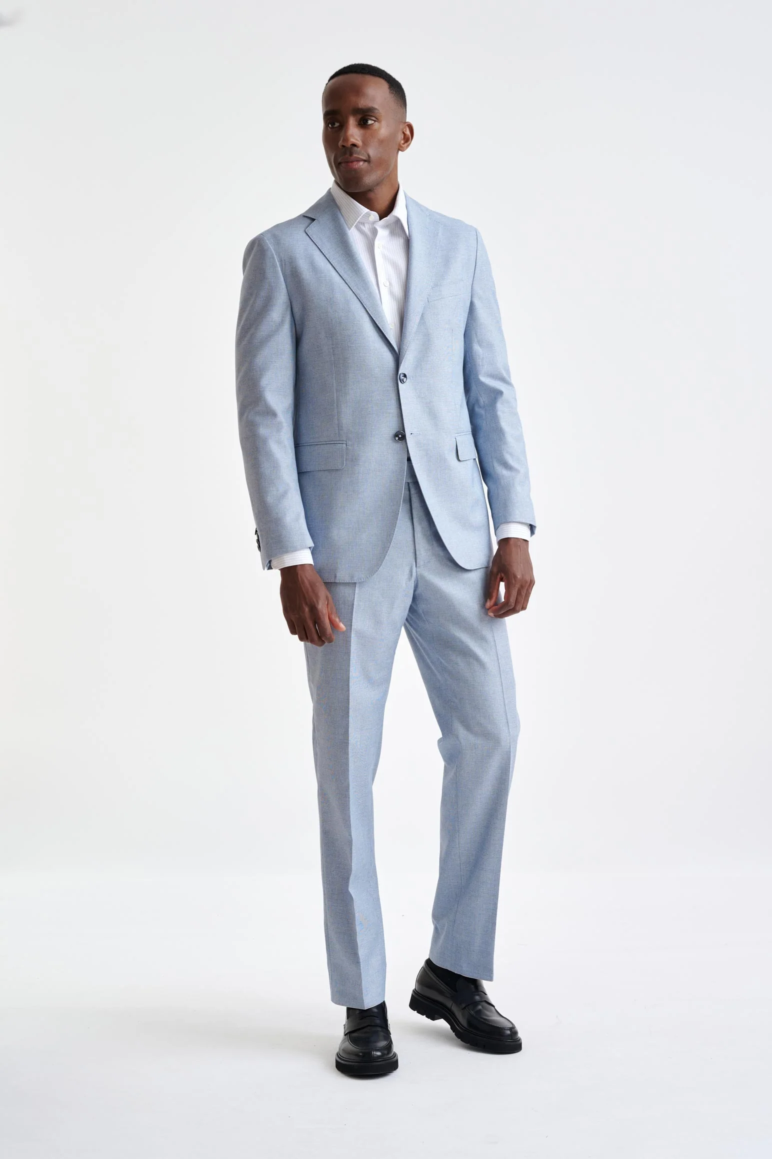 Light Blue Wool & Cotton Kenton Jacket Lifestyle - Image 6