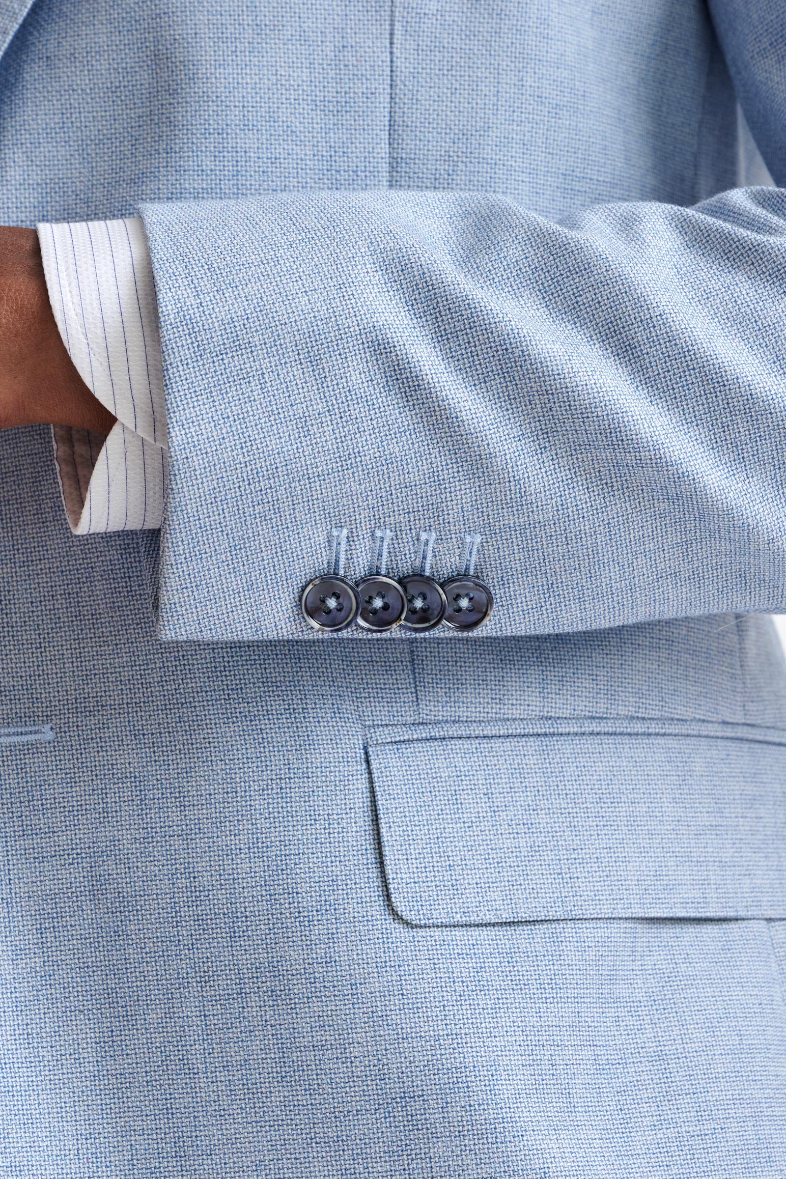 Light Blue Wool & Cotton Kenton Suit Lifestyle - Image 2
