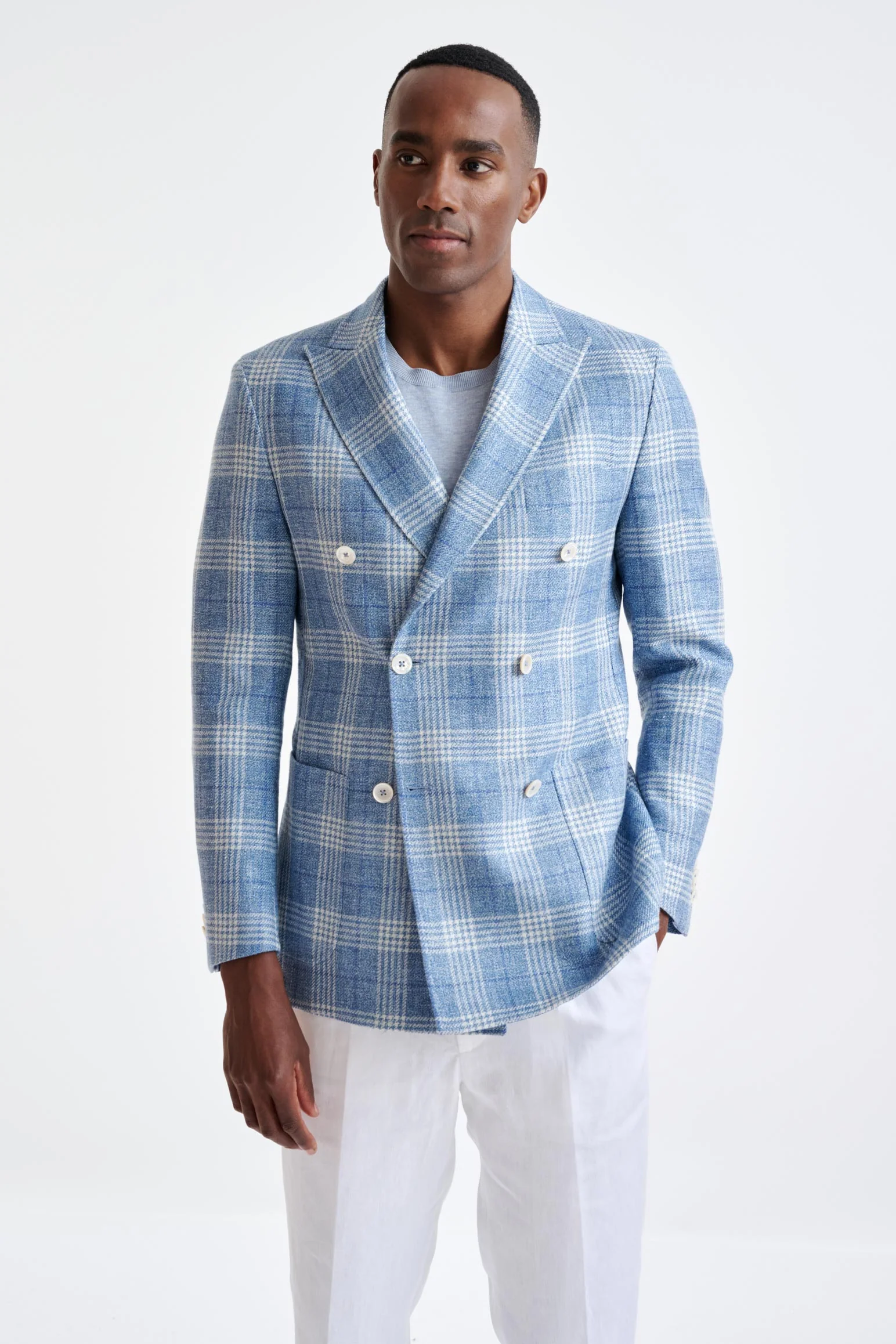 Light Blue Wool & Linen Kenton Jacket Amalfi Trend