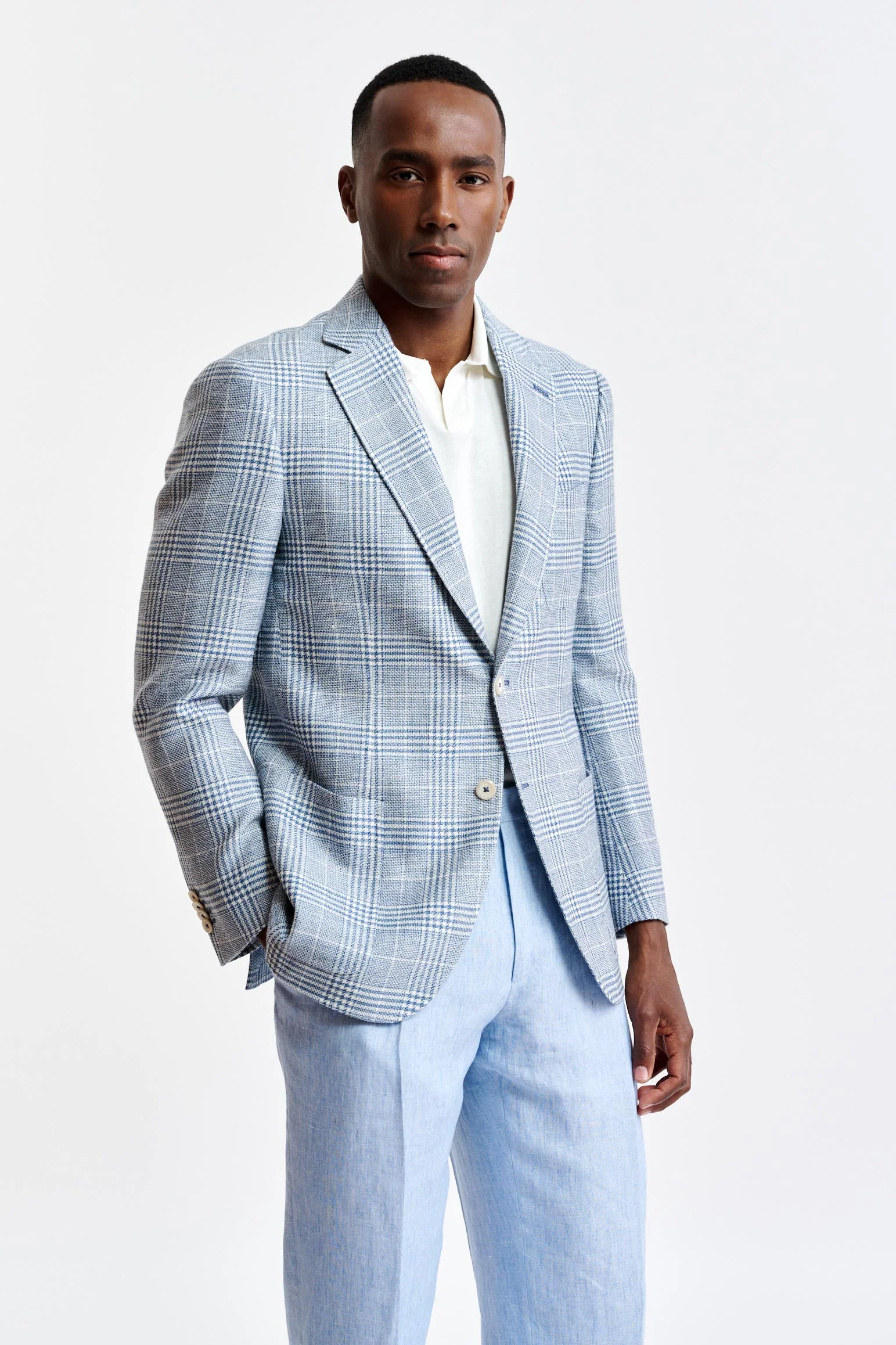 Light Blue Wool & Linen Soho Jacket Riviera Trend