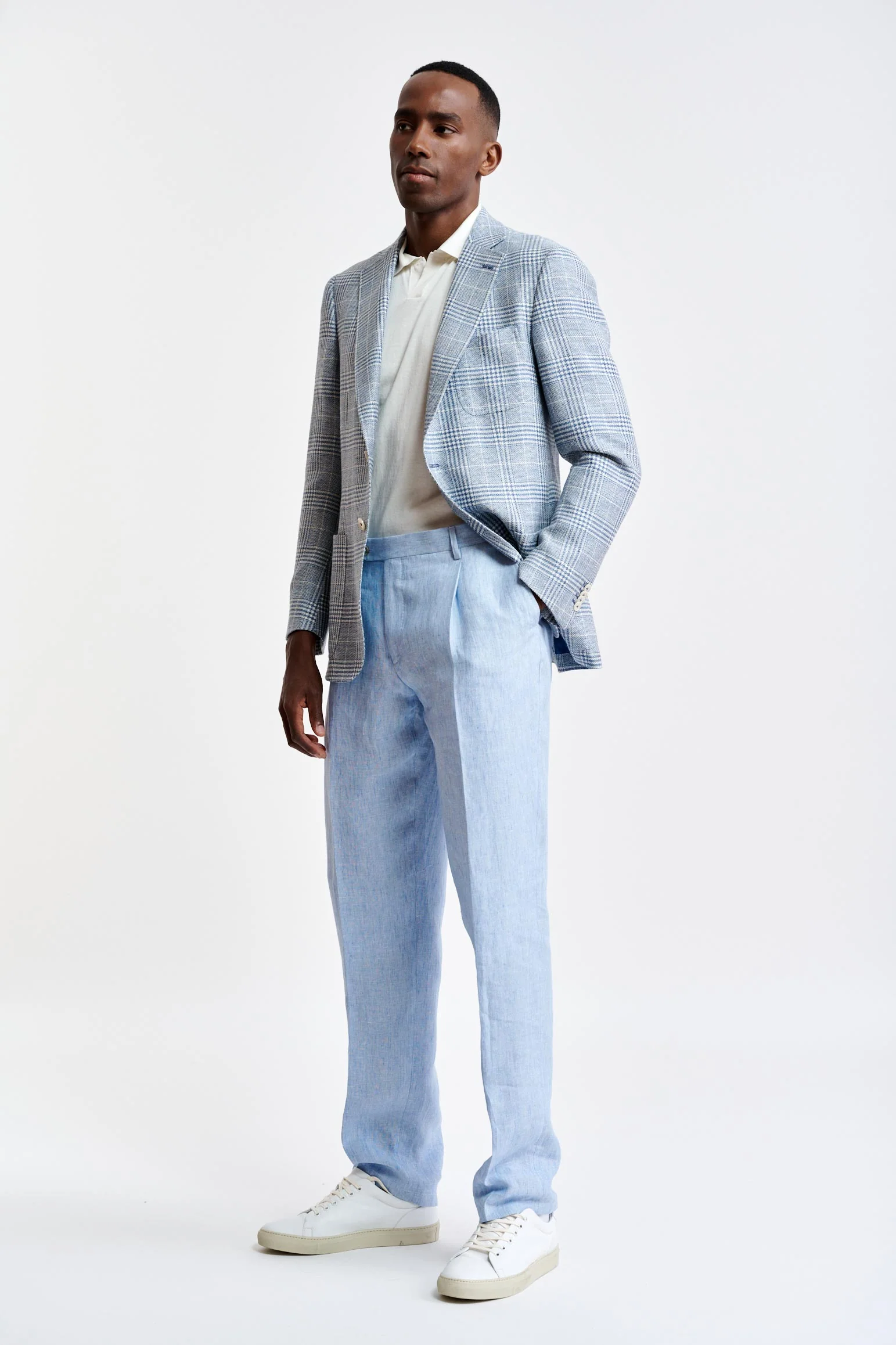 Light Blue Wool & Linen Soho Jacket Riviera Trend - Image 5