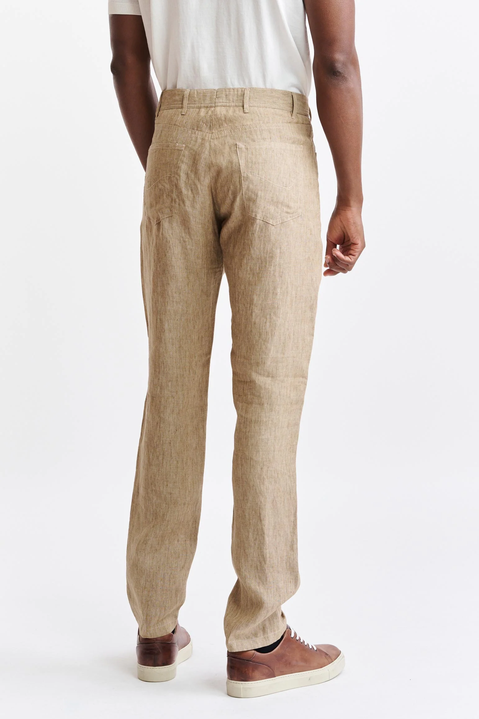 Light Brown 100% Linen Five Pocket Trousers Pure Linen - Image 6