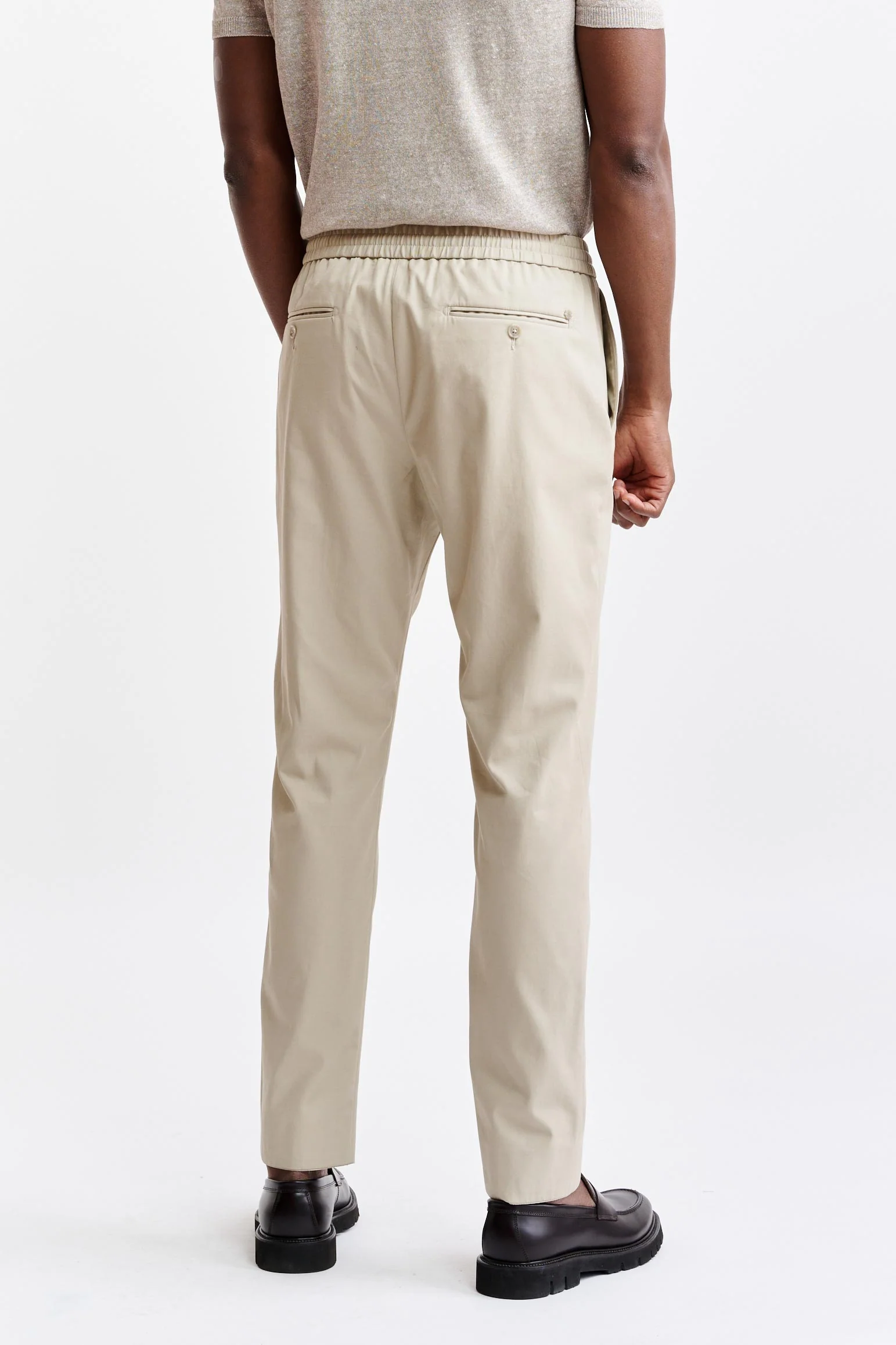 Light Brown Cotton Drawstring Trousers Cashmere Cotton - Image 6
