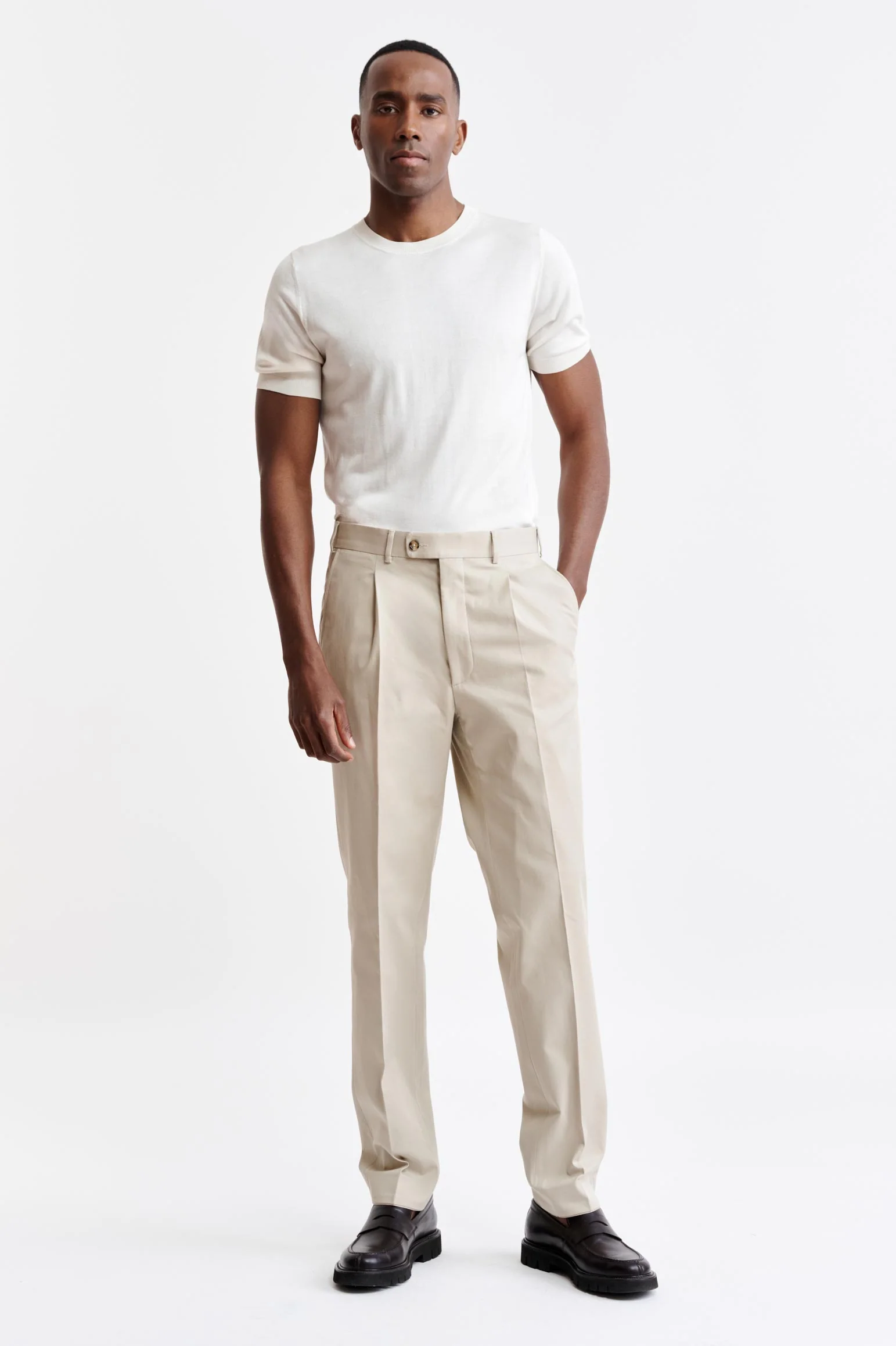 Light Brown Cotton Farley Trousers Cashmere Cotton - Image 2