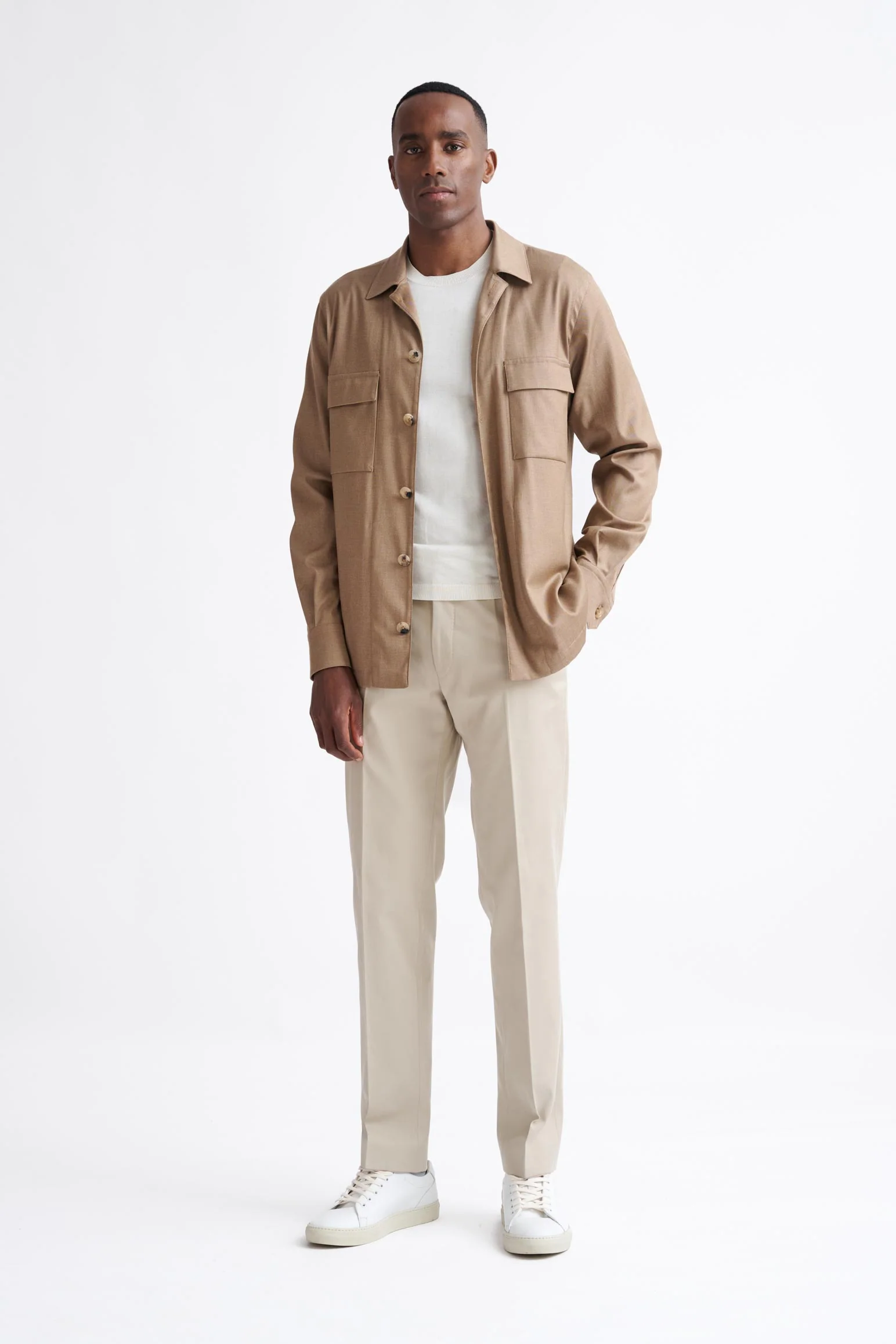 Light Brown Cotton Plymouth Overshirt Cashmere Denim - Image 4
