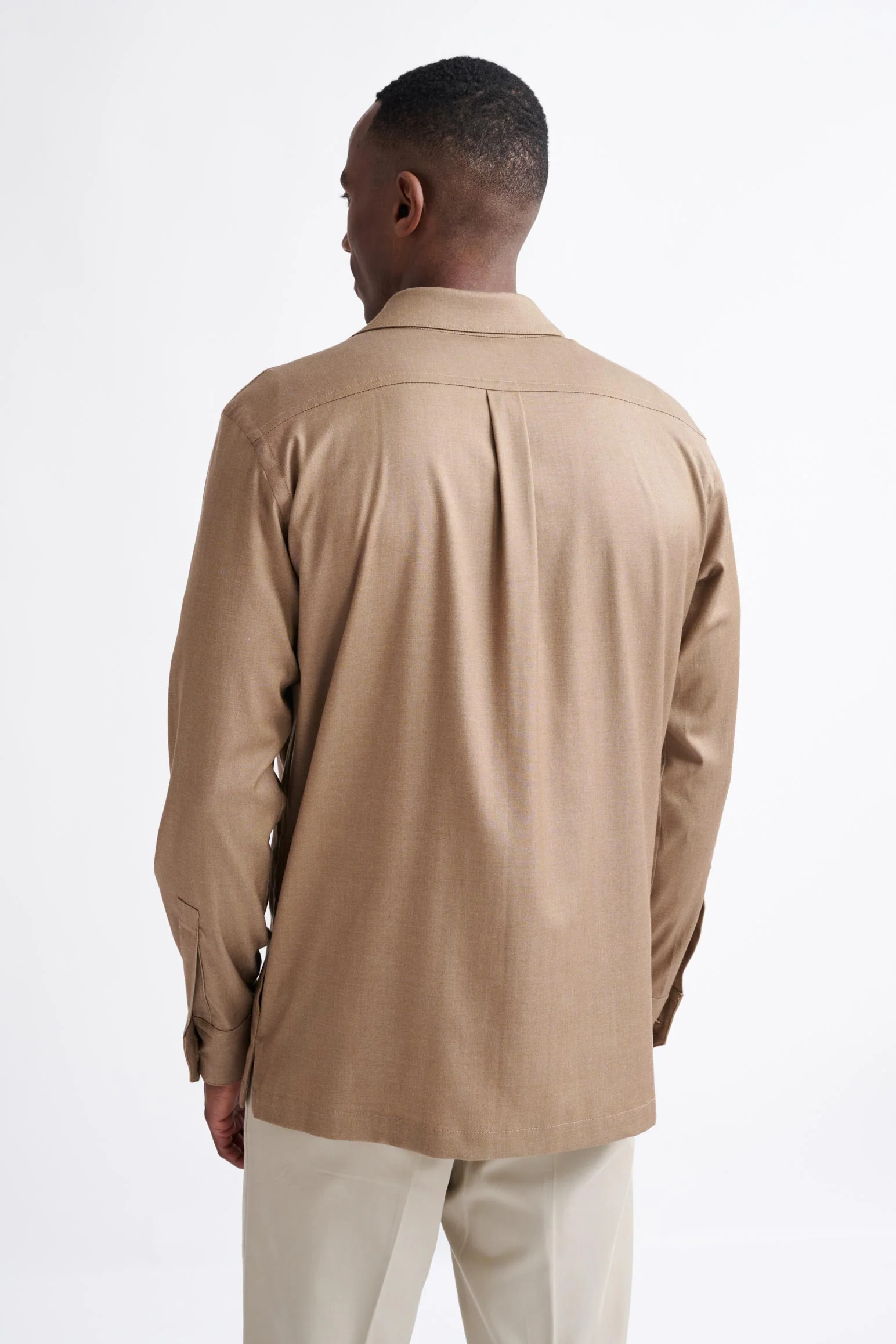 Light Brown Cotton Plymouth Overshirt Cashmere Denim - Image 6