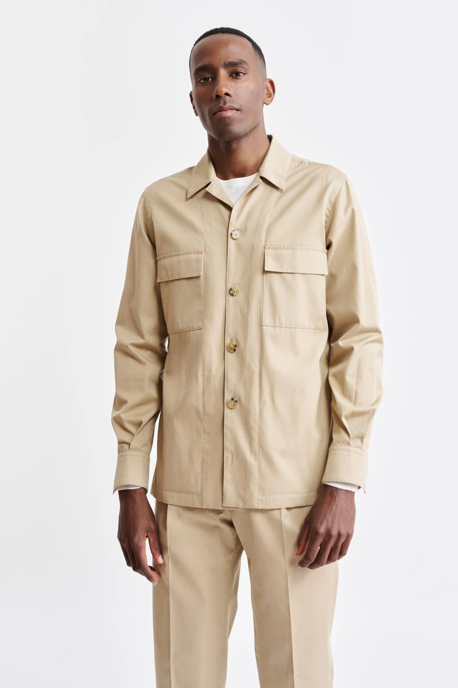 Light Brown Cotton Plymouth Overshirt Cashmere Cotton