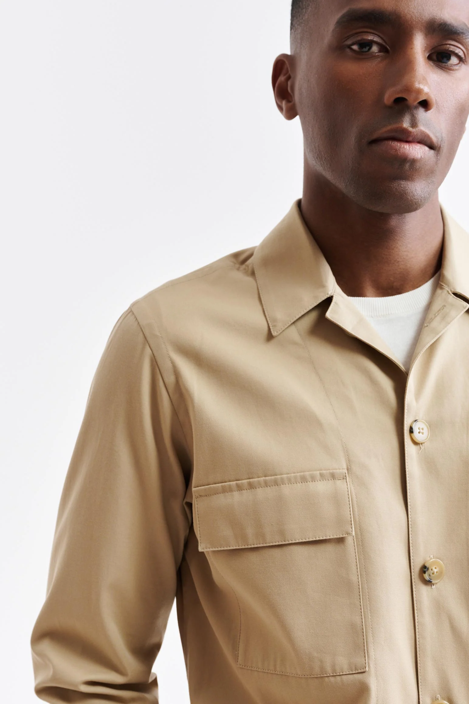 Light Brown Cotton Plymouth Overshirt Cashmere Cotton - Image 3