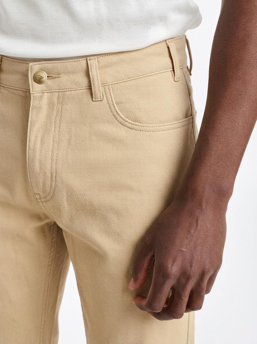 Light Brown Five Pocket Trousers Cashmere Cotton - Image 4