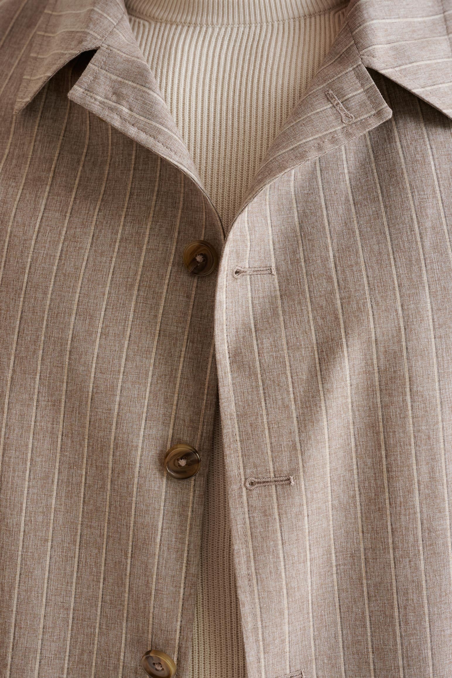 Sand Wool & Cotton Chelsea Shirt Jacket Lifestyle - Image 3