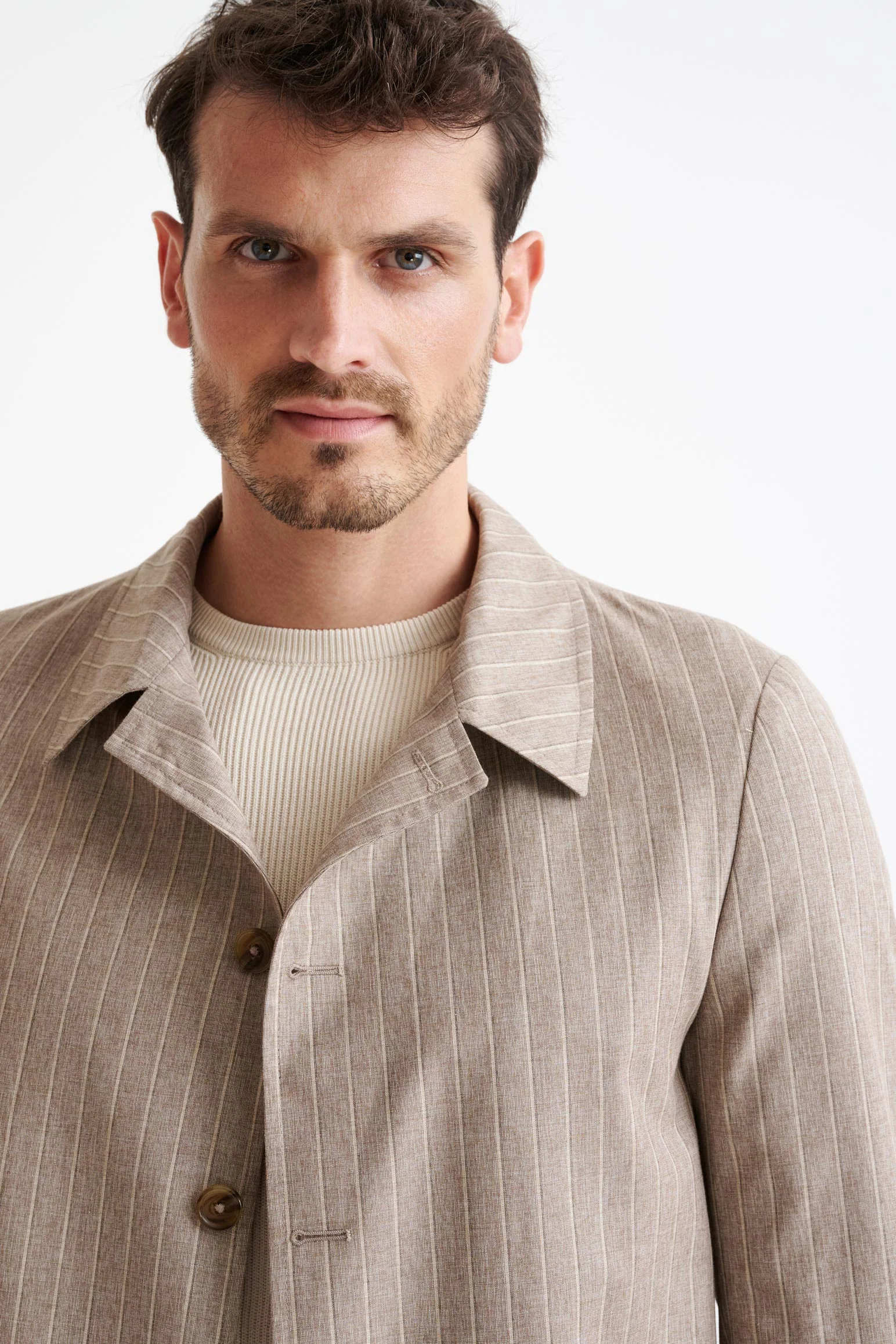 Sand Wool & Cotton Chelsea Shirt Jacket Lifestyle - Image 5
