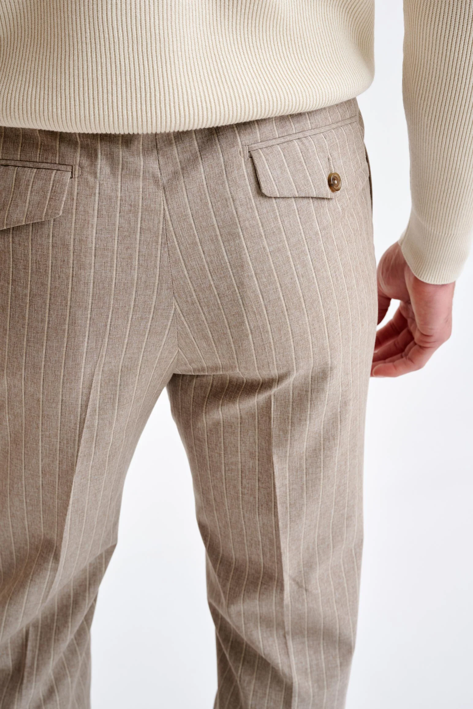 Light Brown Wool & Cotton Farley Trousers Lifestyle - Image 4