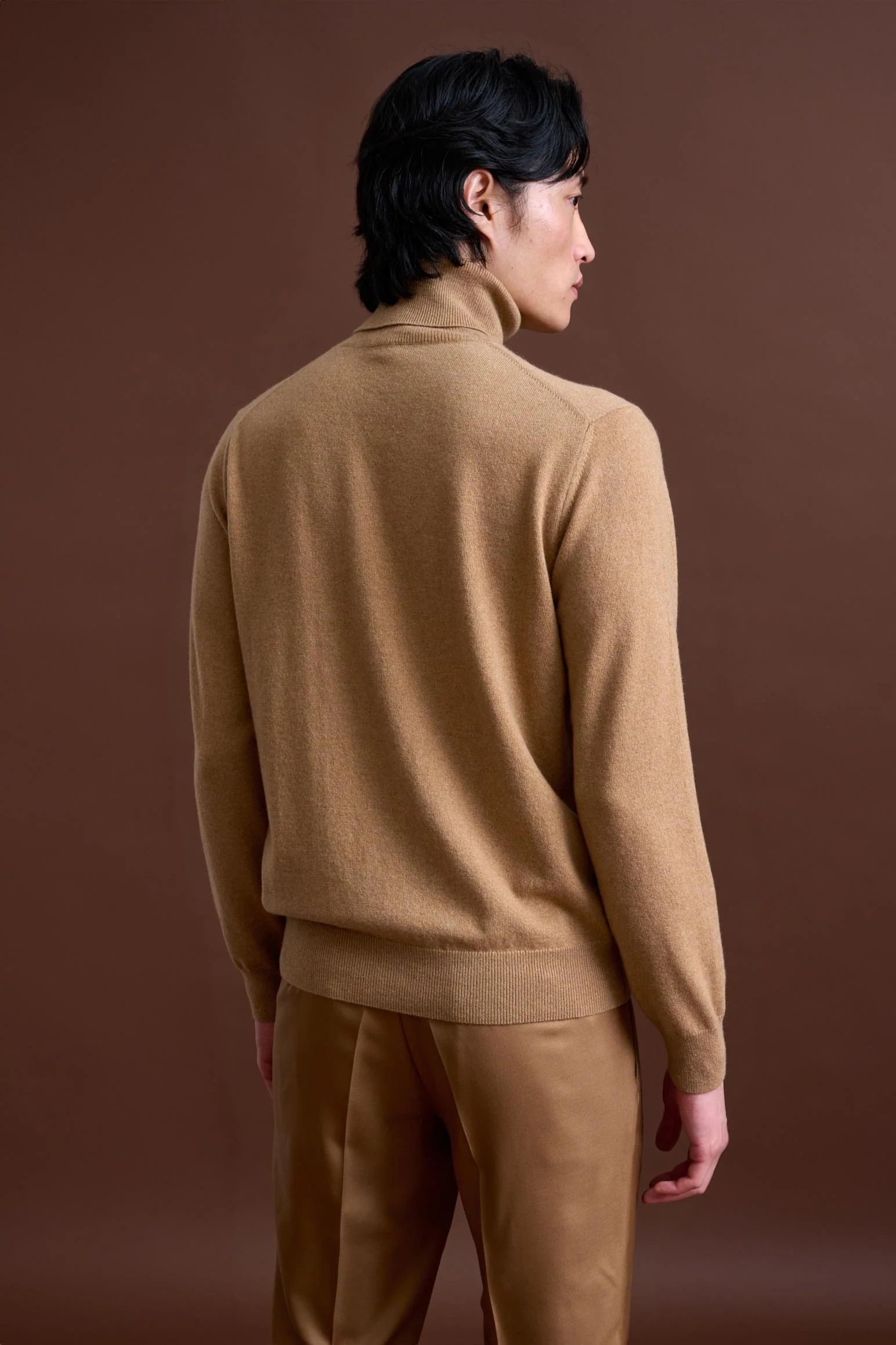 Light Camel 100% Cashmere Drumberg Rollneck Knit - Image 3