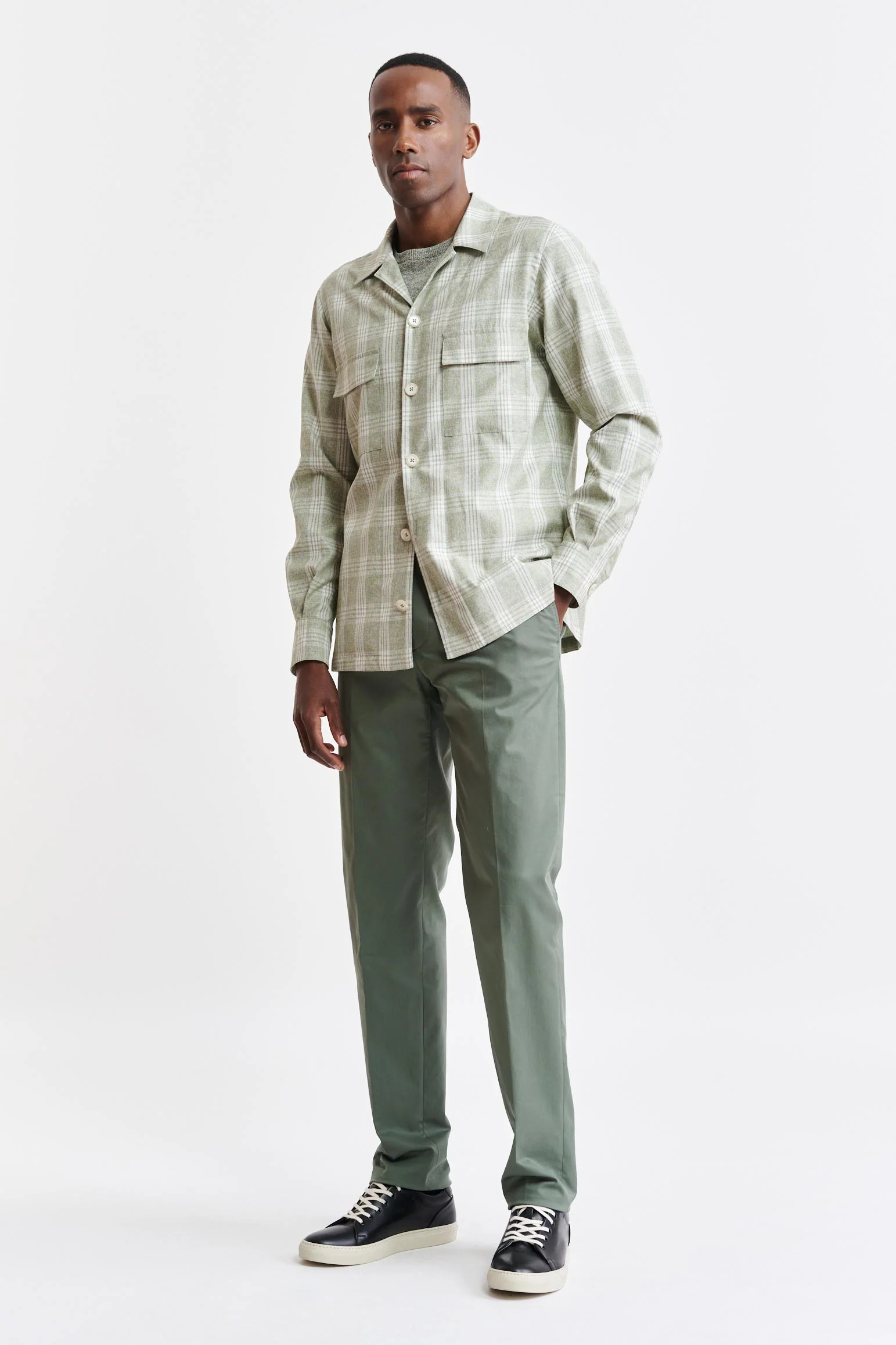 Light Green Wool & Cotton Plymouth Overshirt Riviera Trend - Image 2