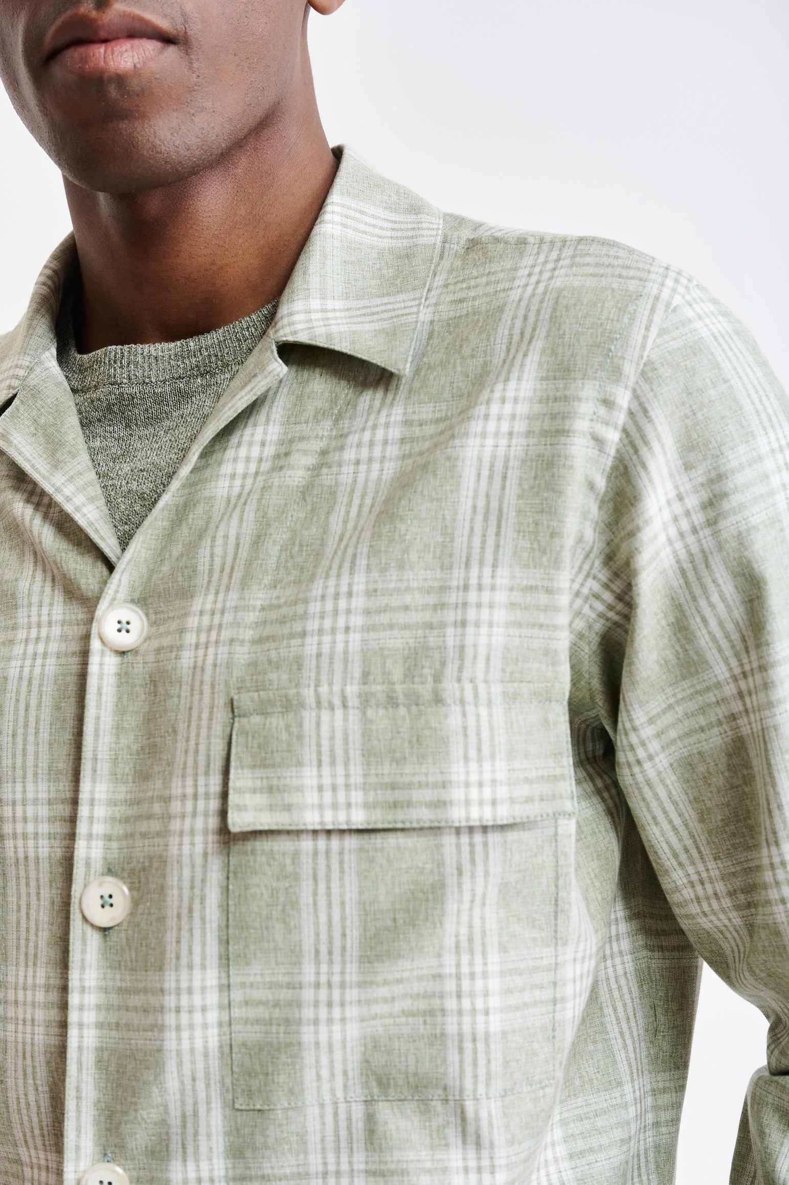 Light Green Wool & Cotton Plymouth Overshirt Riviera Trend - Image 3