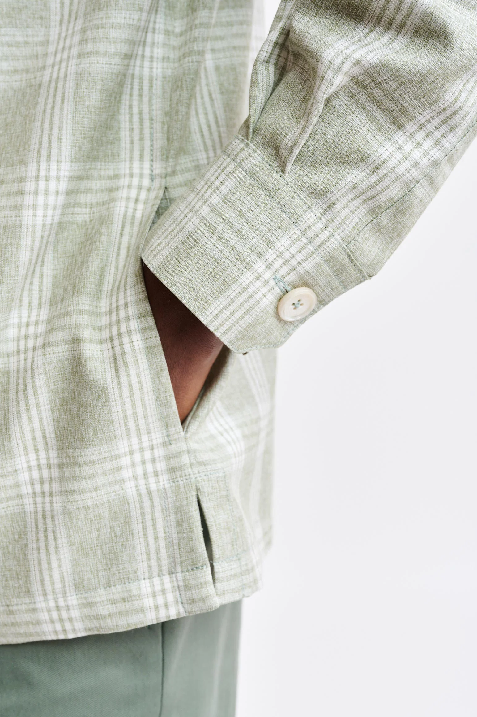 Light Green Wool & Cotton Plymouth Overshirt Riviera Trend - Image 4
