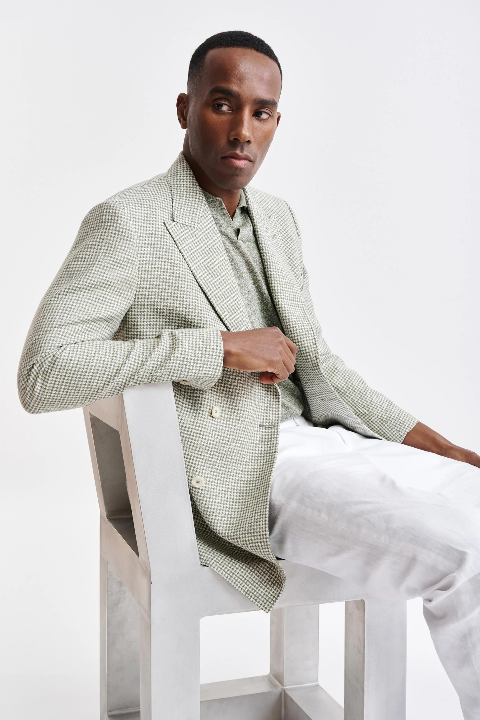 Light Green Wool & Cotton Soho Jacket Riviera Trend - Image 7
