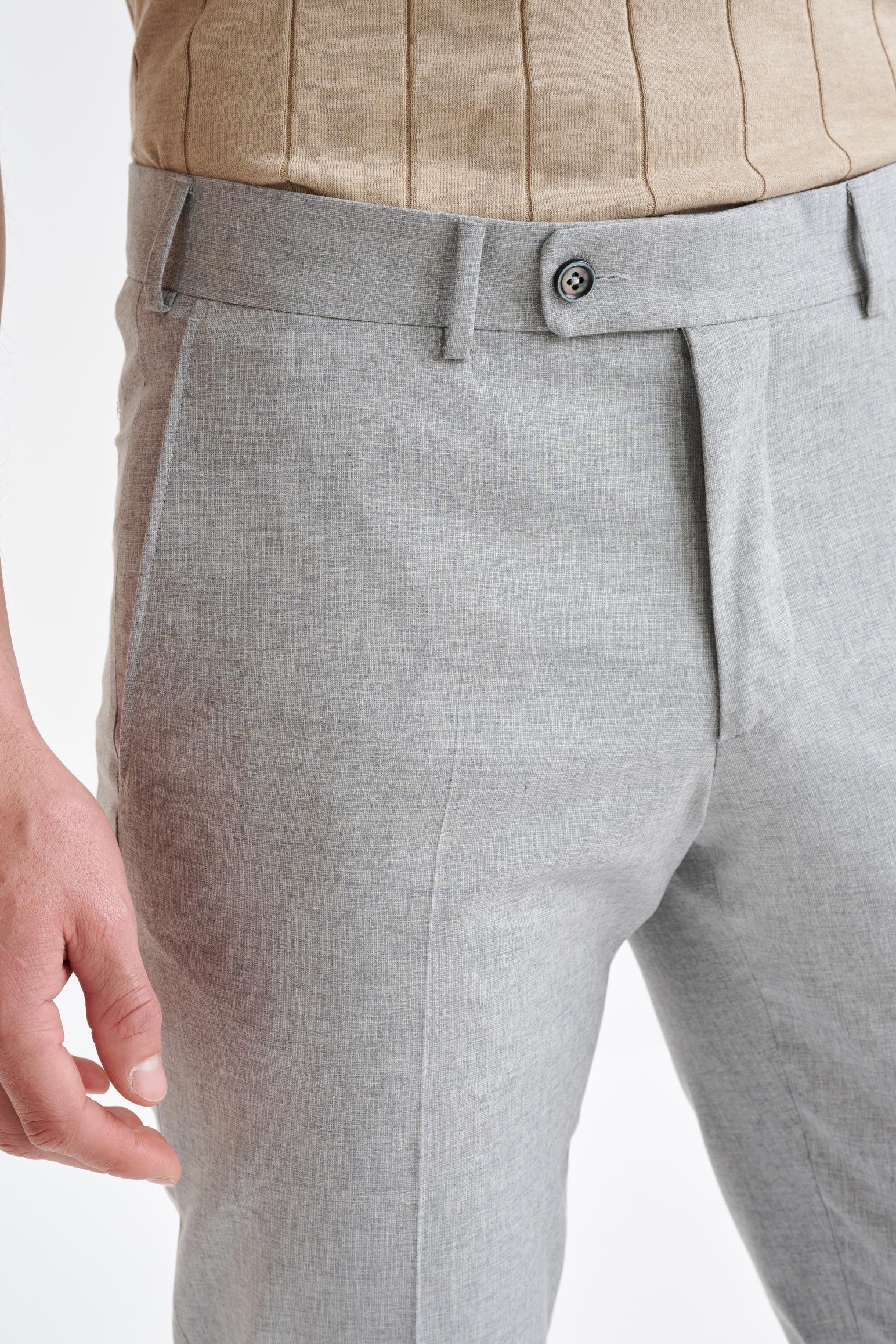 Light Grey Wool & Cotton Farley Trousers Lifestyle - Image 3