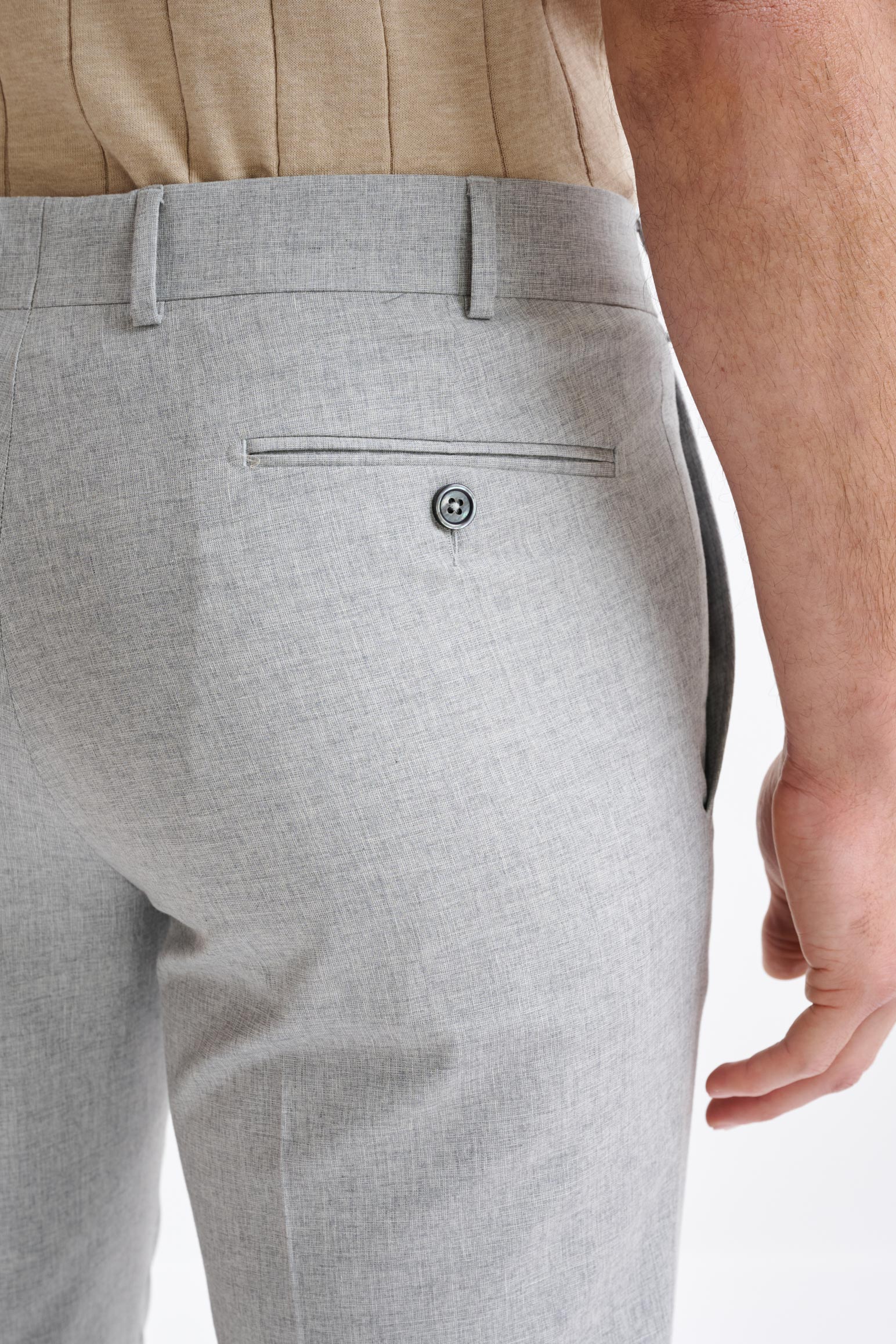 Light Grey Wool & Cotton Farley Trousers Lifestyle - Image 4