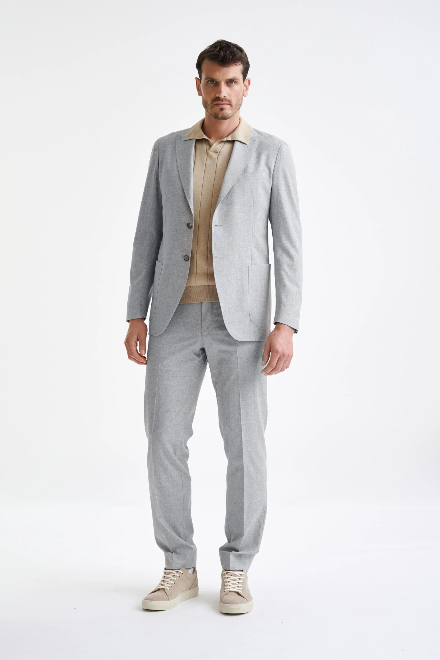 Light Grey Wool & Cotton Kenton Jacket Lifestyle - Image 6