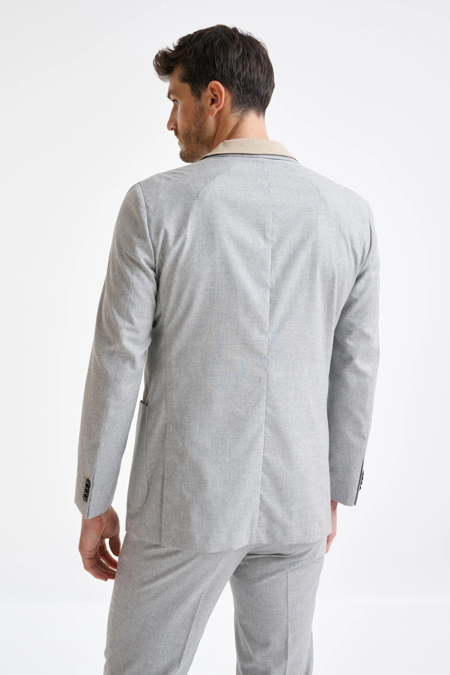 Light Grey Wool & Cotton Kenton Jacket Lifestyle - Image 7
