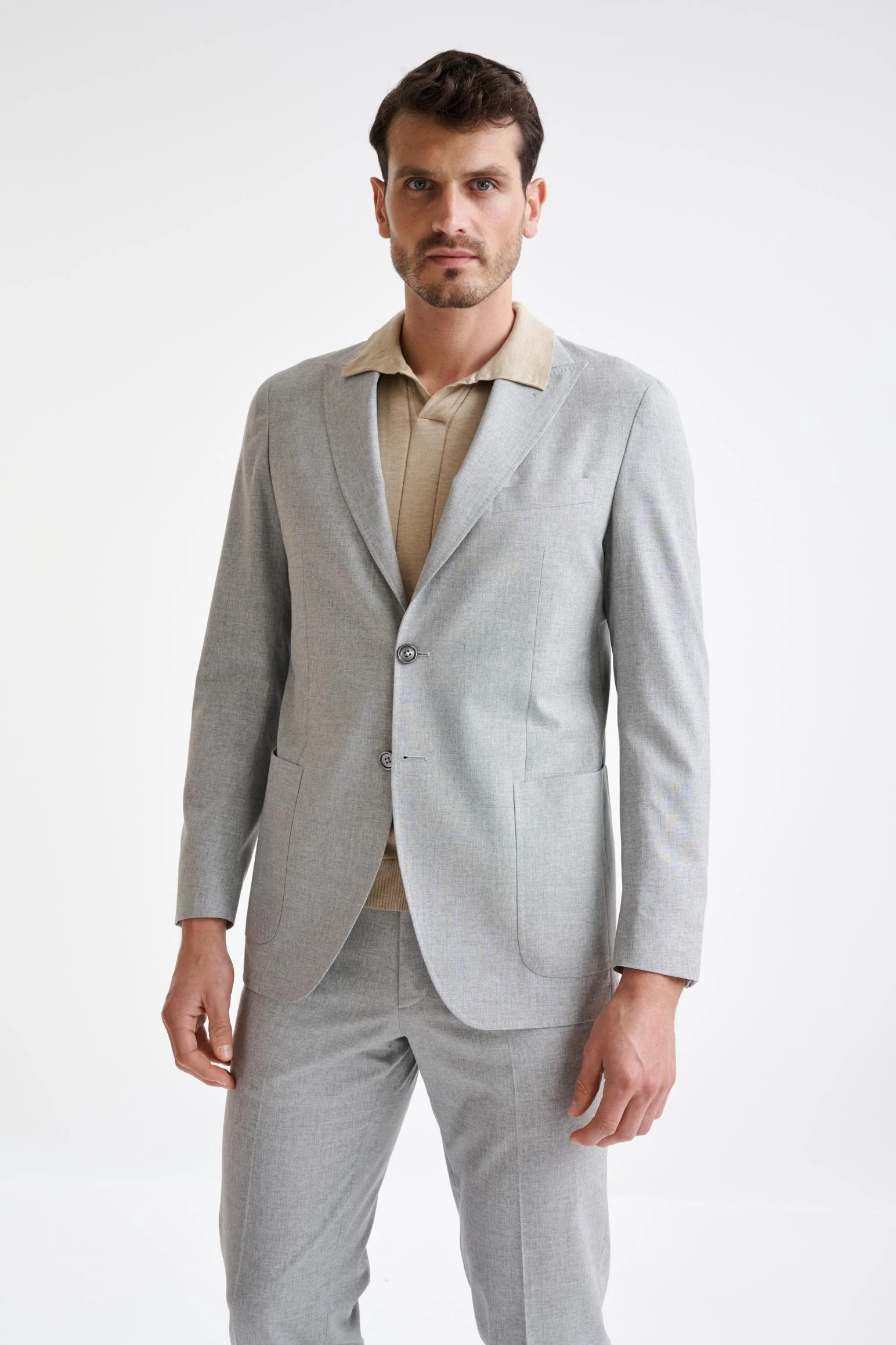 Light Grey Wool & Cotton Kenton Suit Lifestyle - Image 6