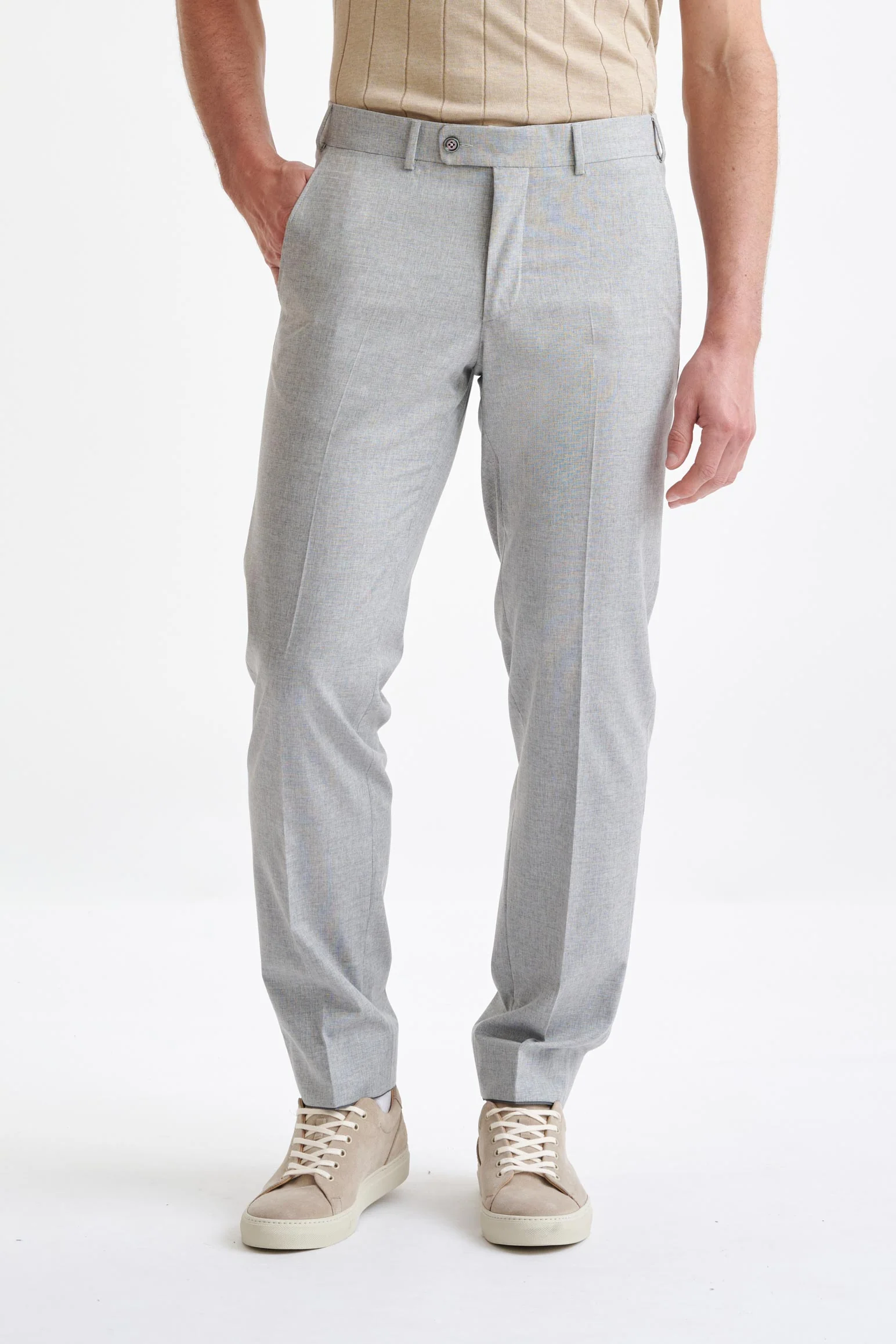 Light Grey Wool & Cotton Kenton Suit Lifestyle - Image 8