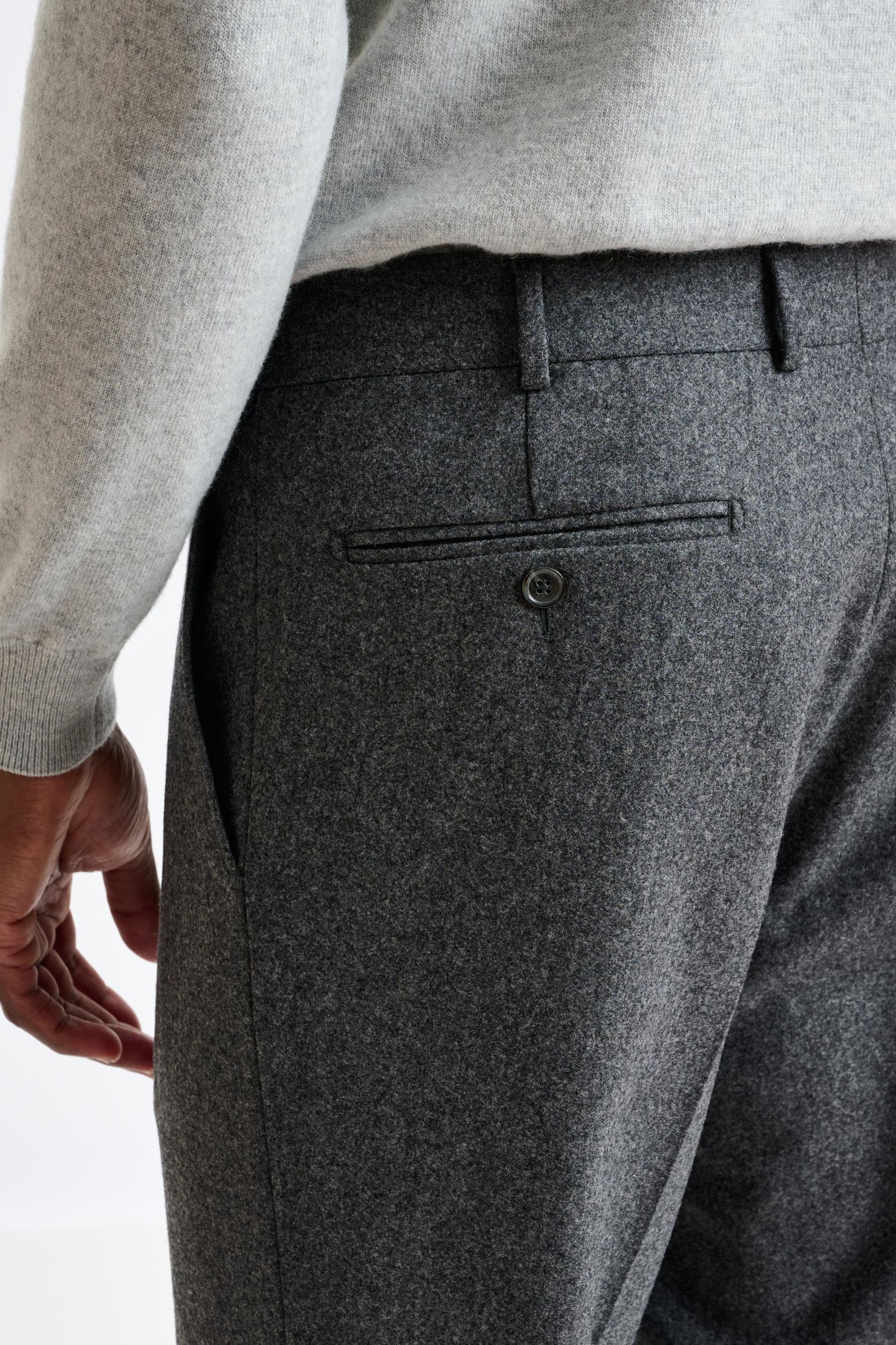 Light Grey Super 100's Wool Farley Trousers Flannel Saxony - Image 5