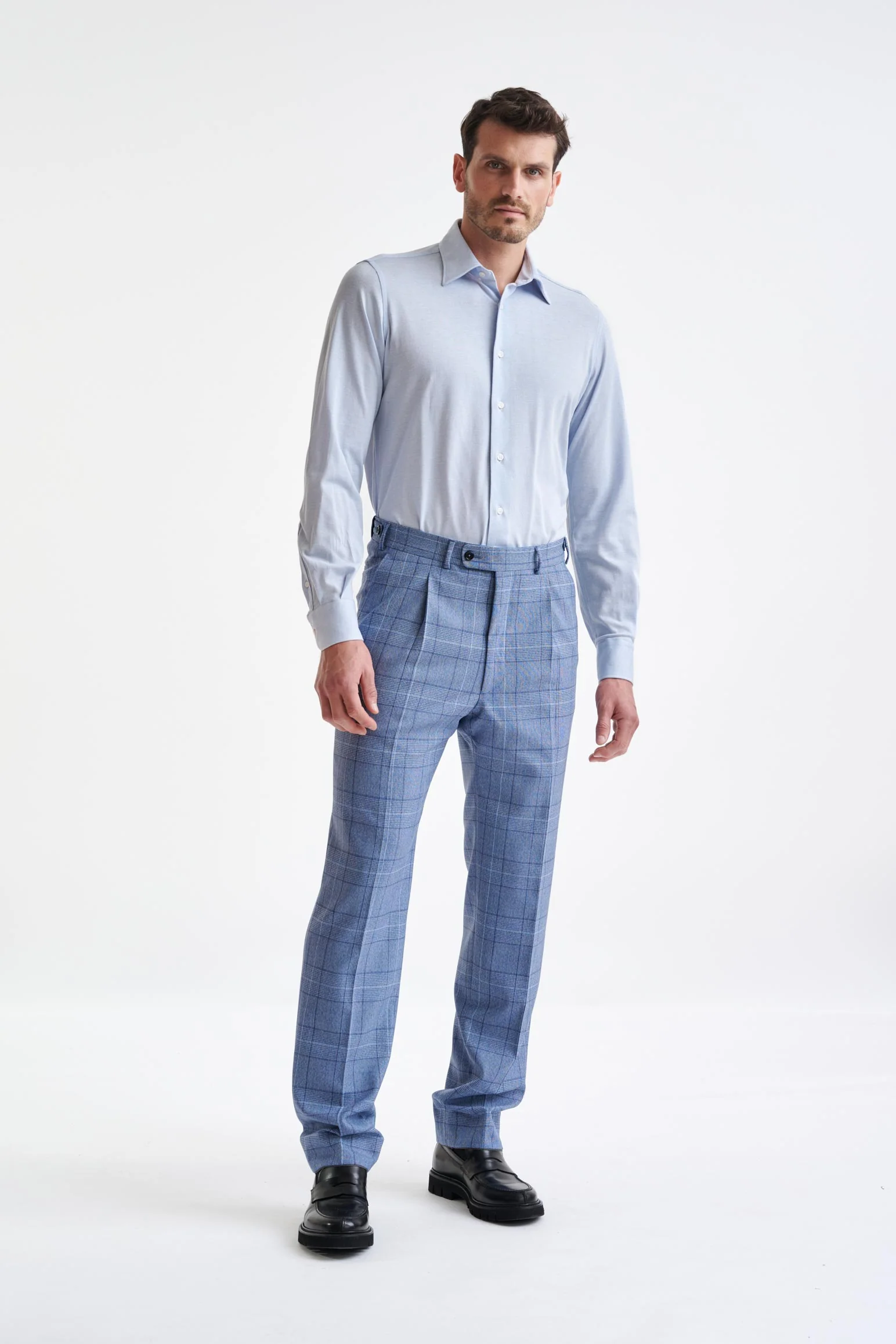 Light Steel Blue Cotton Piquet Casual Shirt - Image 3