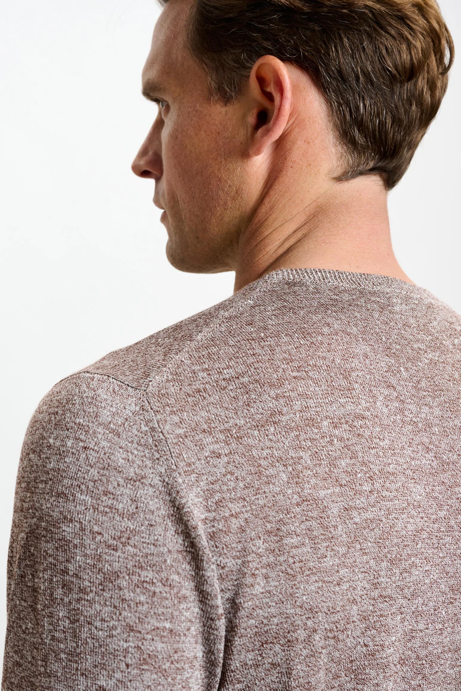 Brown Linen Cotton Contin Knitwear Crew - Image 5