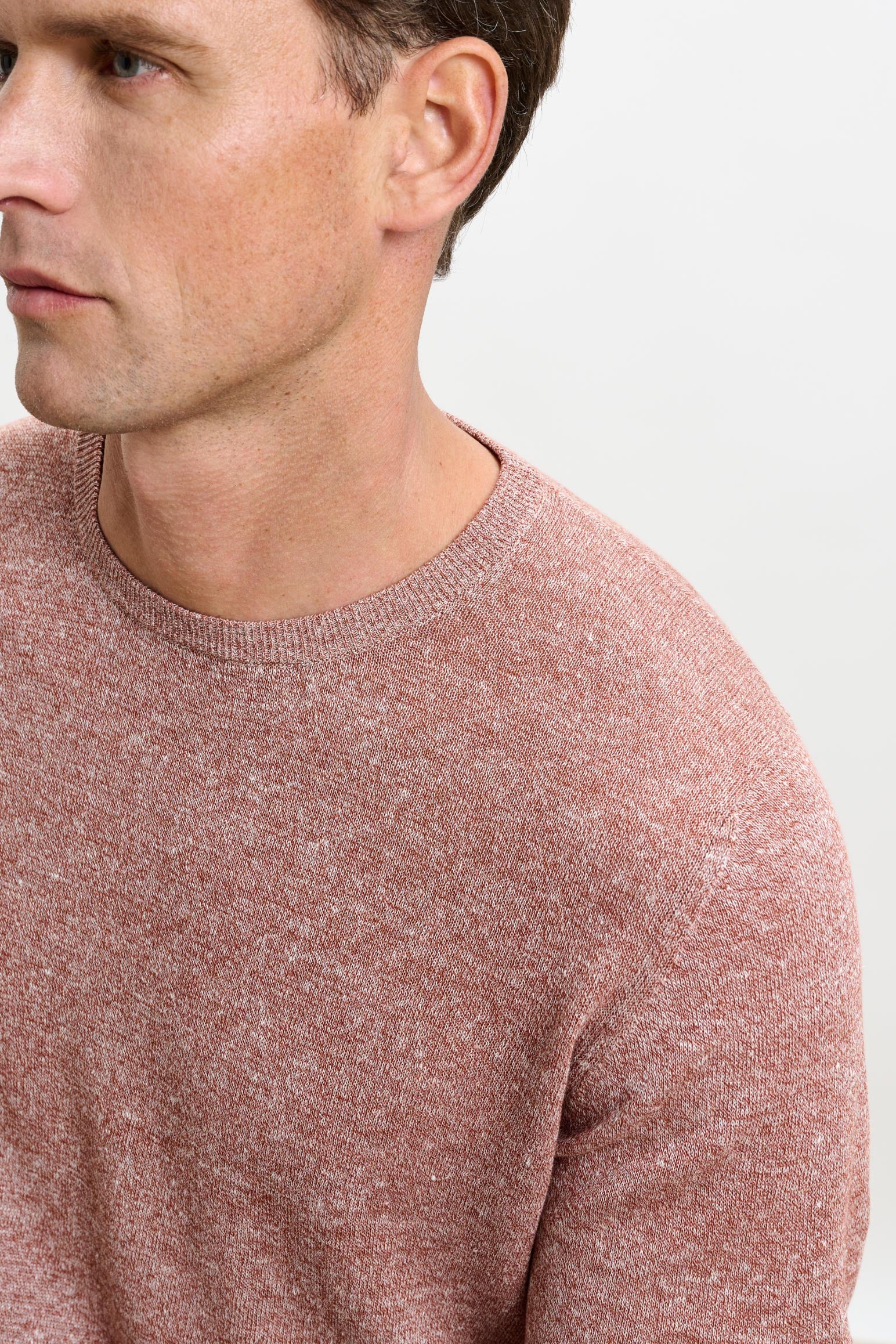 Rust Melange Linen & Cotton Contin Knitwear Crew - Image 5